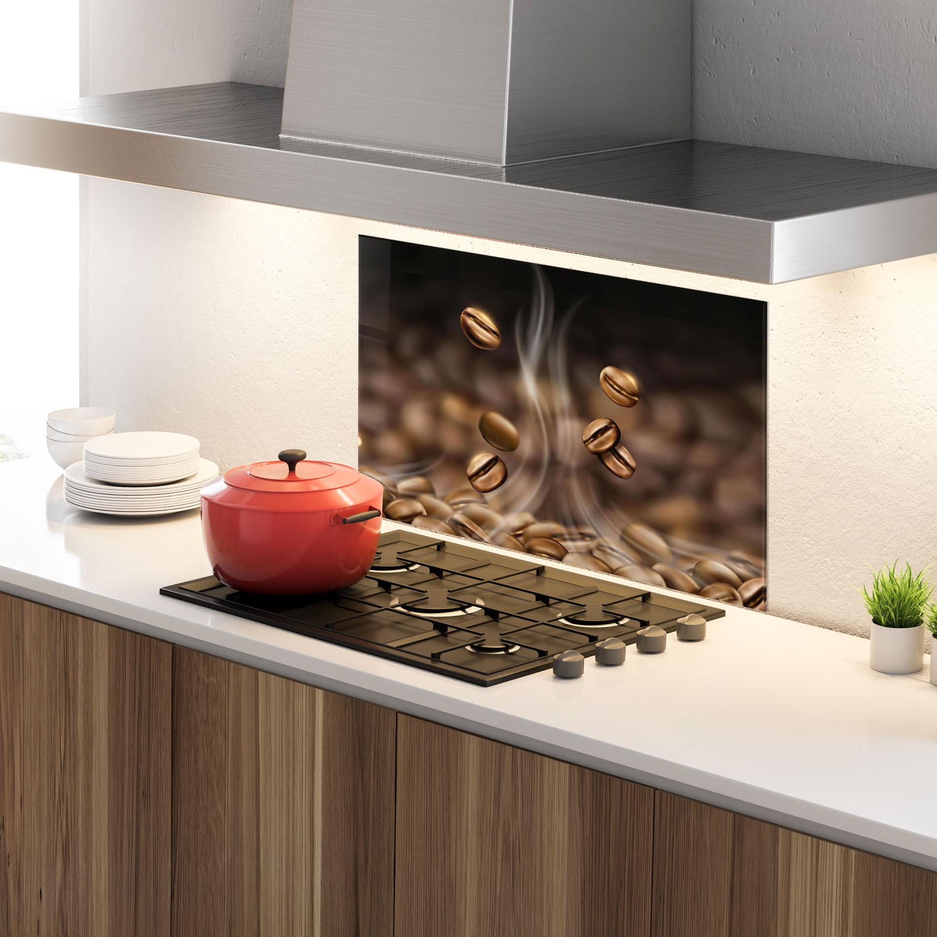 Panou Sticla Bucatarie Coffee Smoke mockup 4