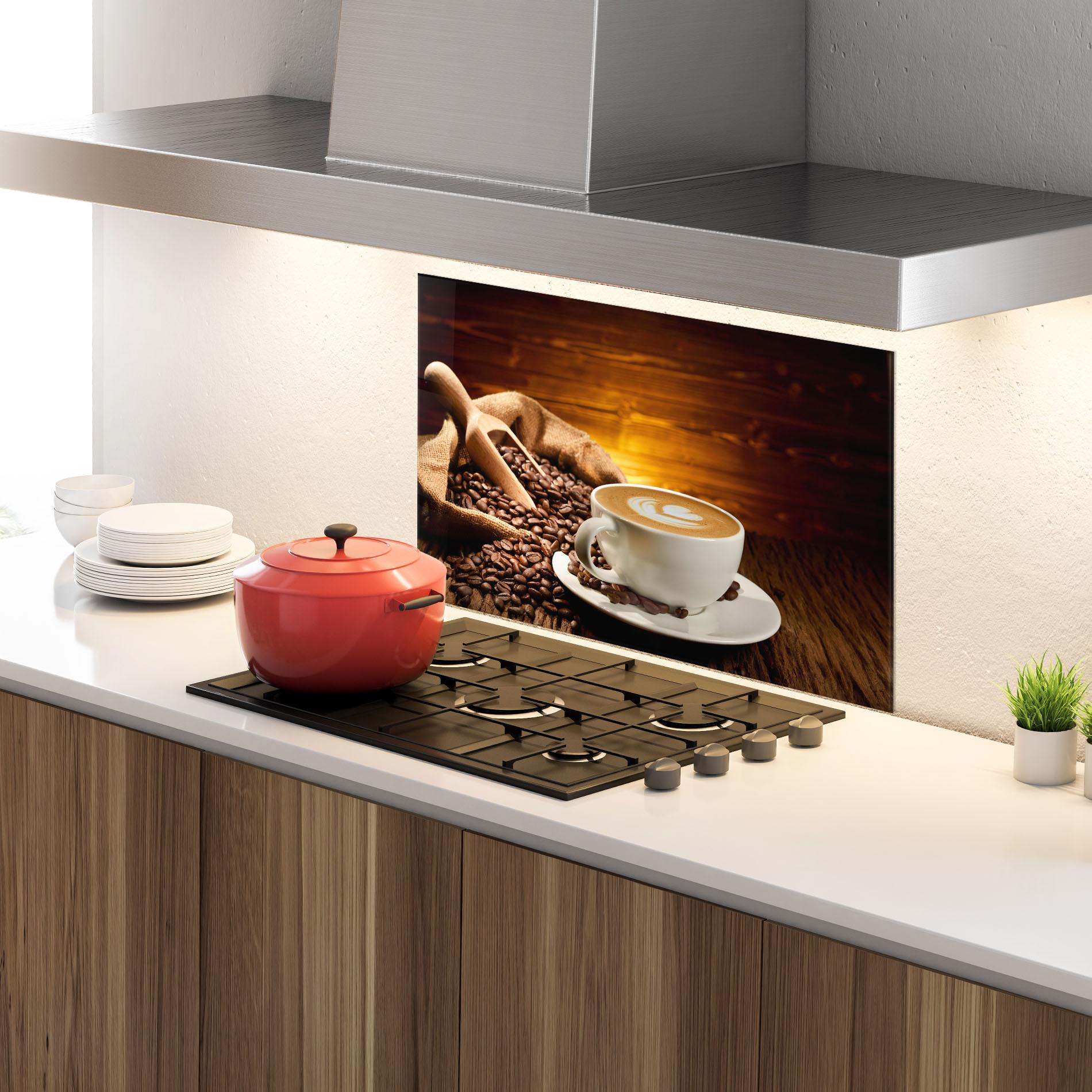 Panou Sticla Bucatarie Latte Coffee mockup 4