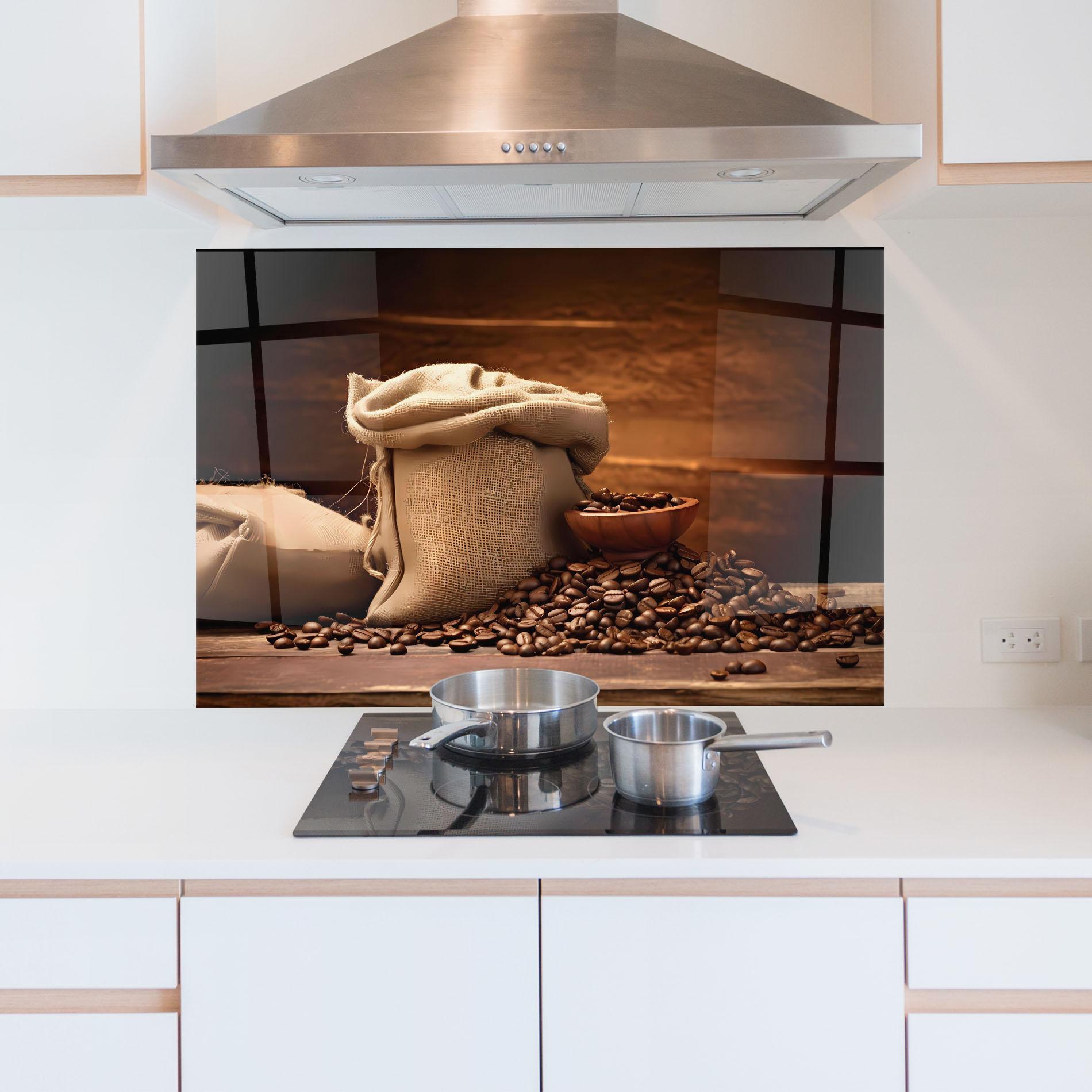 Panou Sticla Bucatarie Big Bag Of Coffee Beans mockup 5