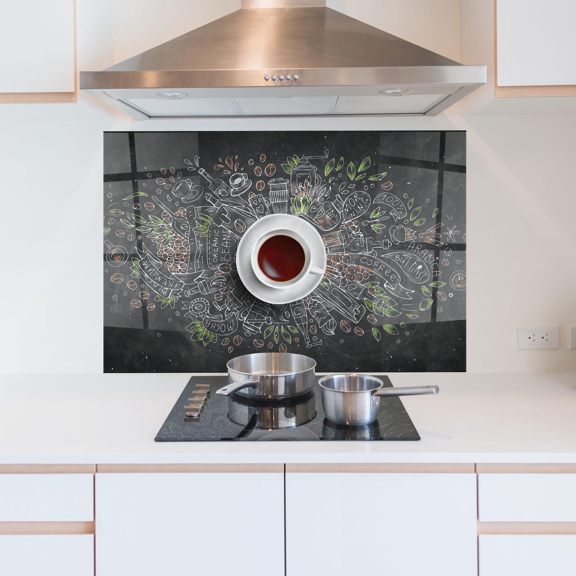 Panou Sticla Bucatarie Black Board Coffee mockup 5