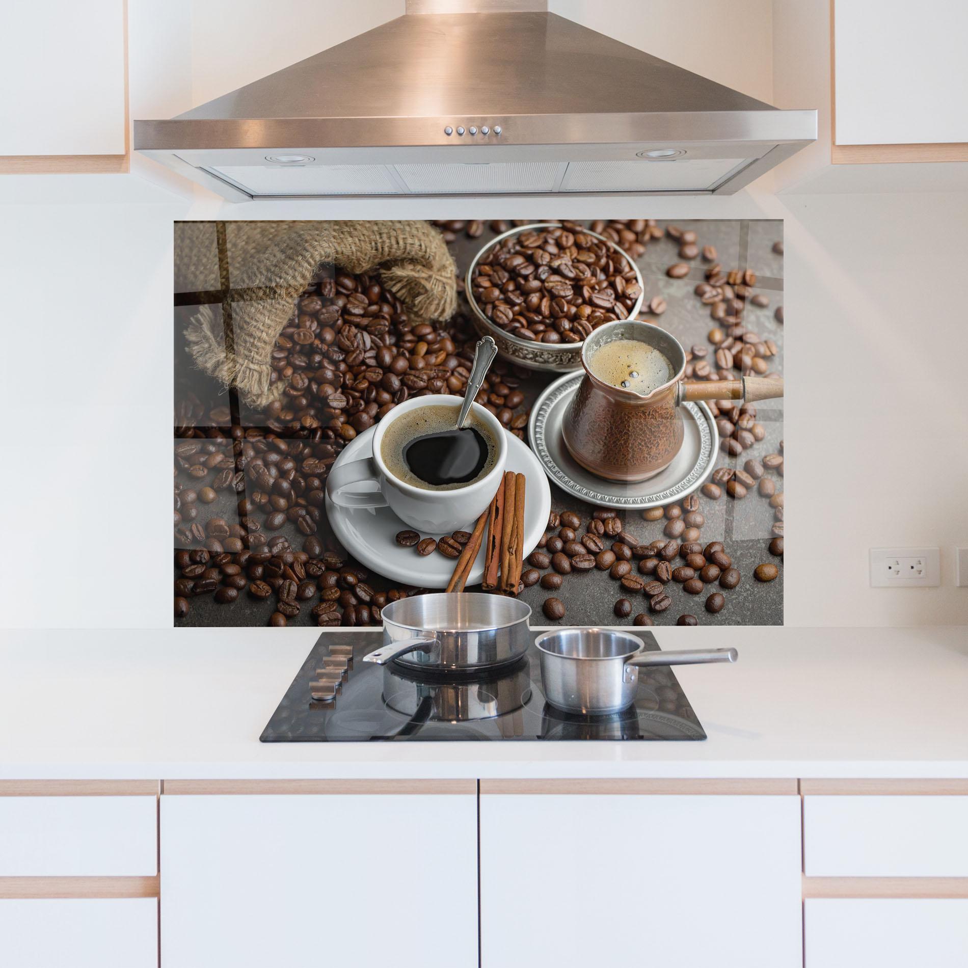 Panou Sticla Bucatarie Black Coffee Bean mockup 5