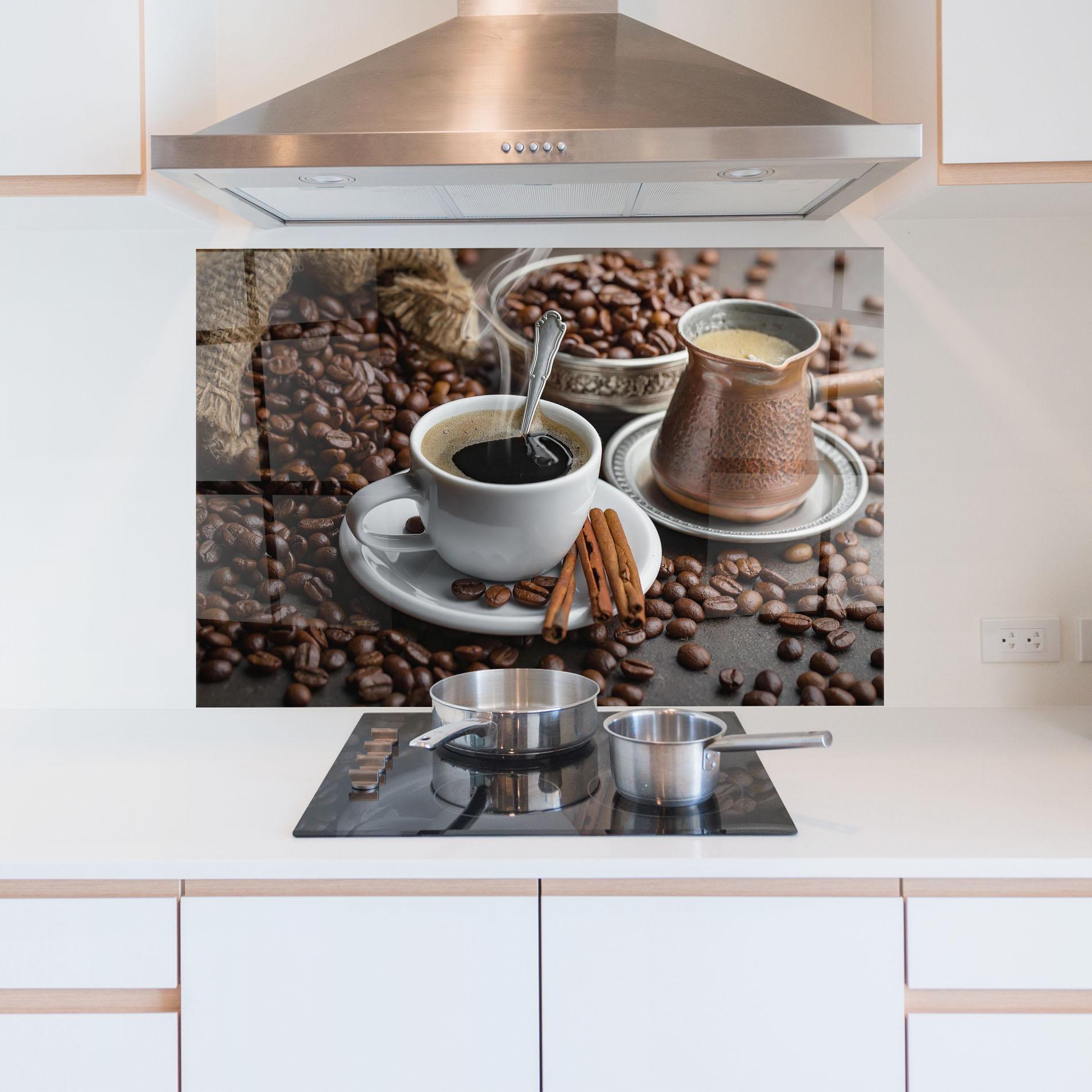 Panou Sticla Bucatarie Black Coffee Beans mockup 5