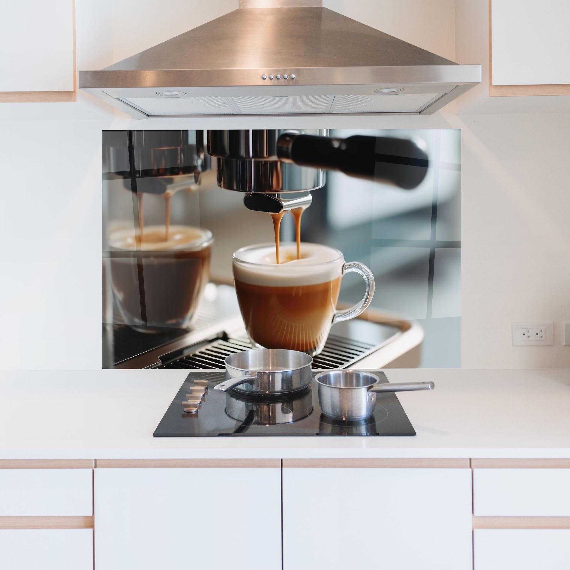 Panou Sticla Bucatarie Close Up Coffee Machine mockup 5