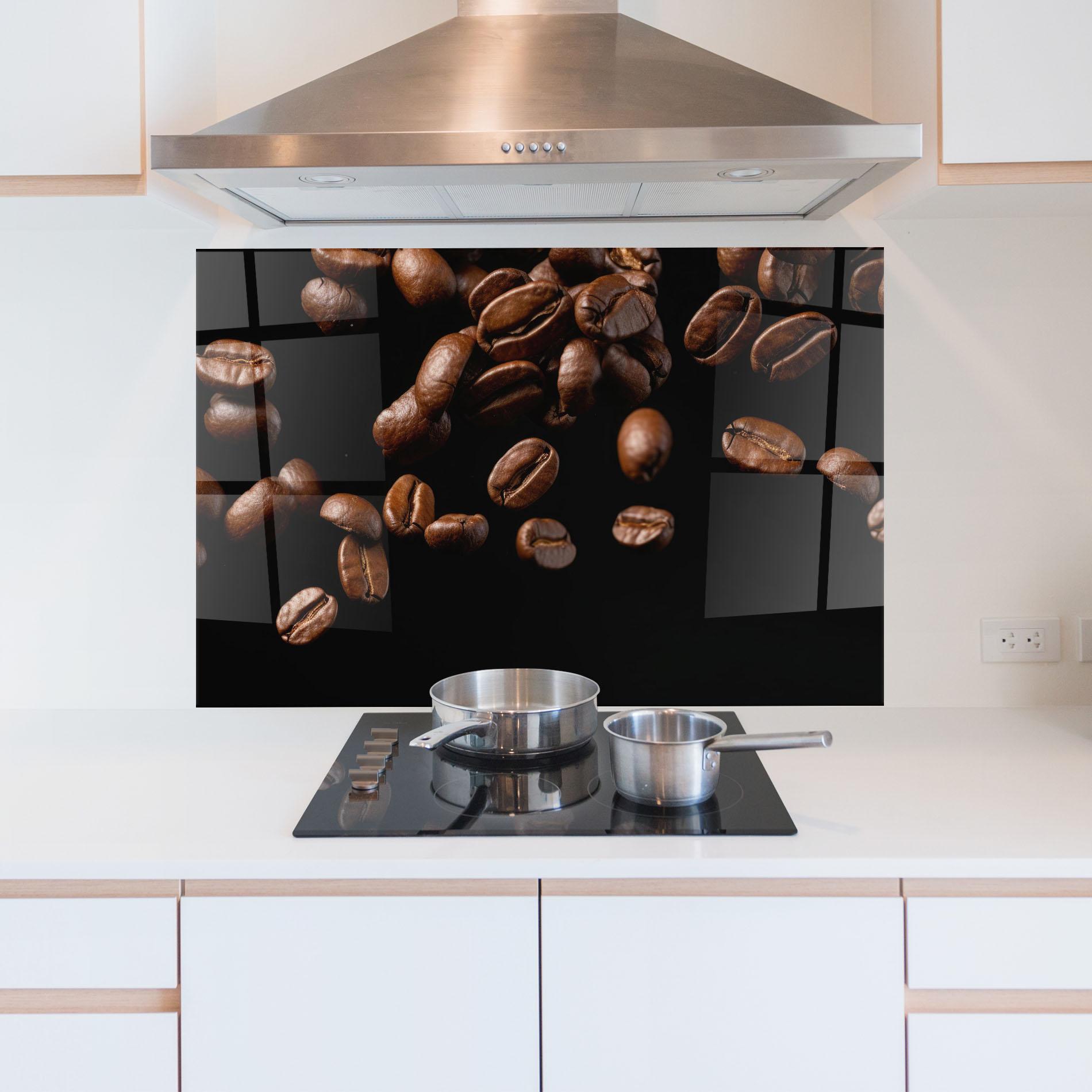 Panou Sticla Bucatarie Coffee Beans Floating mockup 5