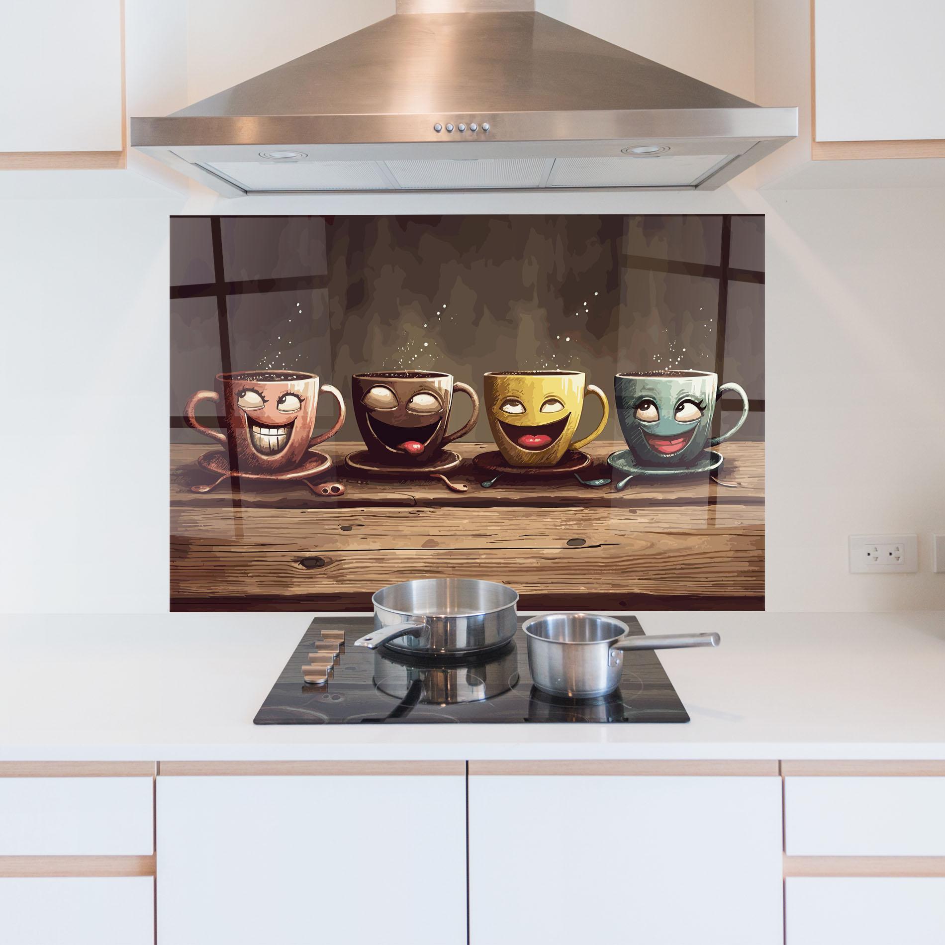 Panou Sticla Bucatarie Coffee Faces mockup 5