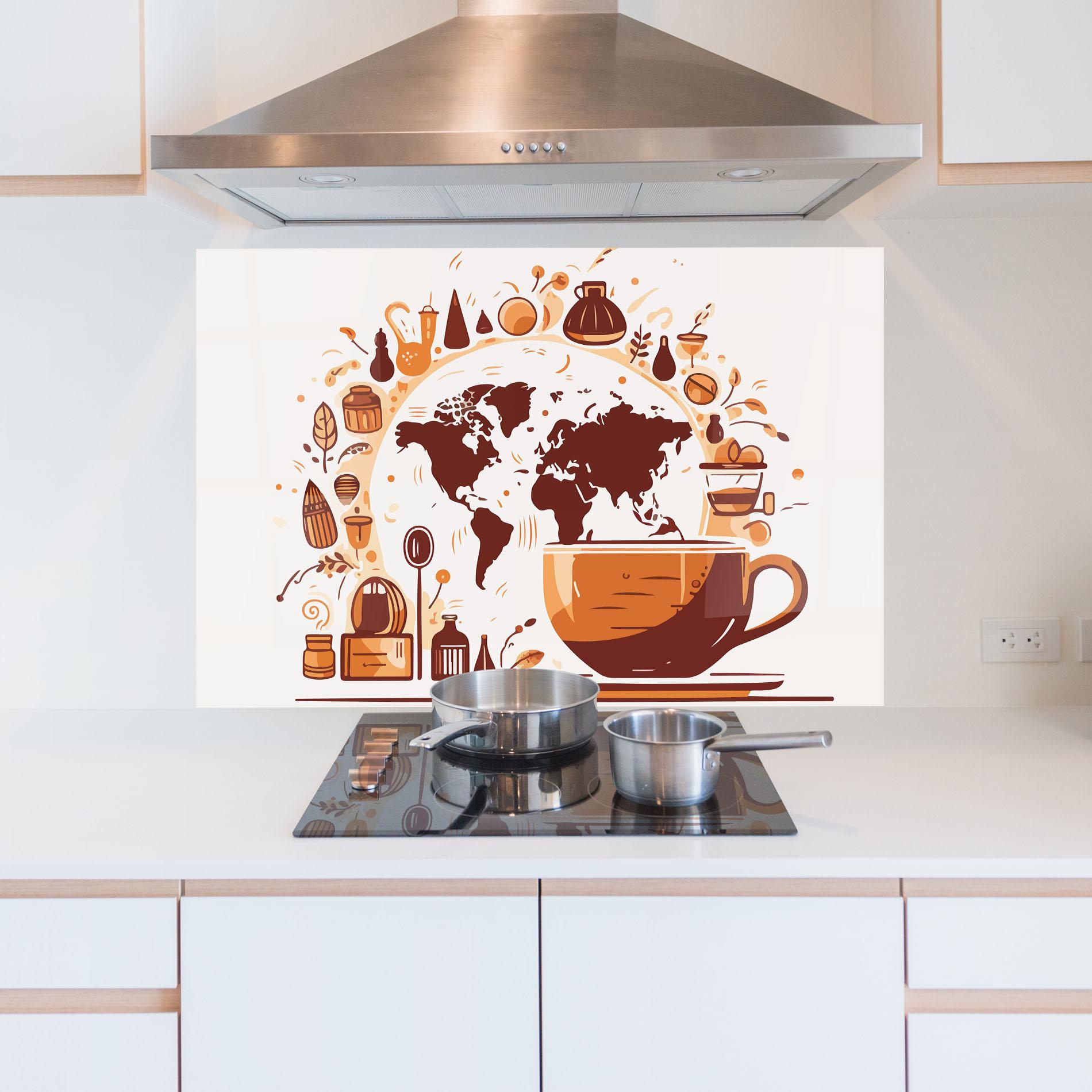 Panou Sticla Bucatarie Coffee Map mockup 5