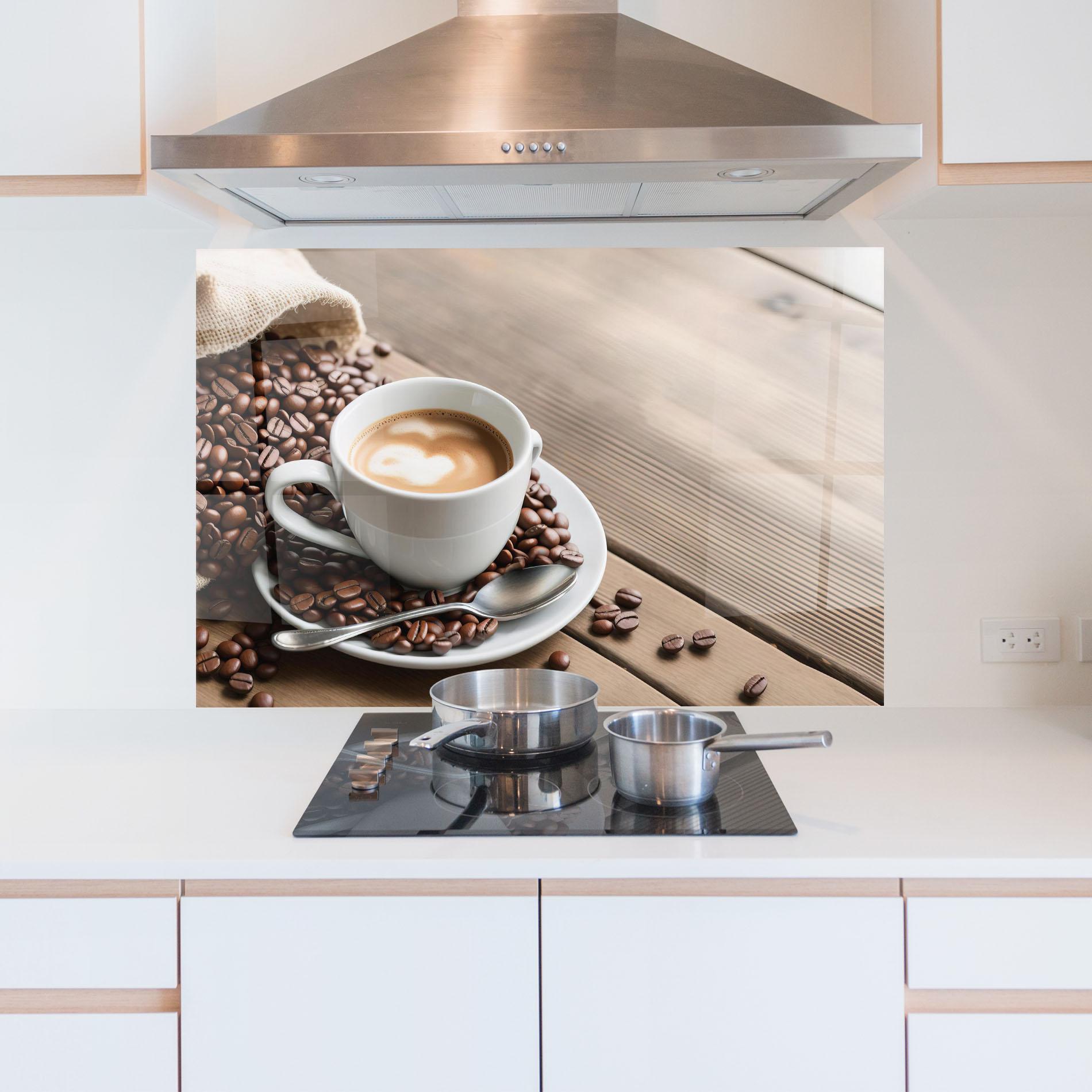 Panou Sticla Bucatarie Coffee On Table mockup 5