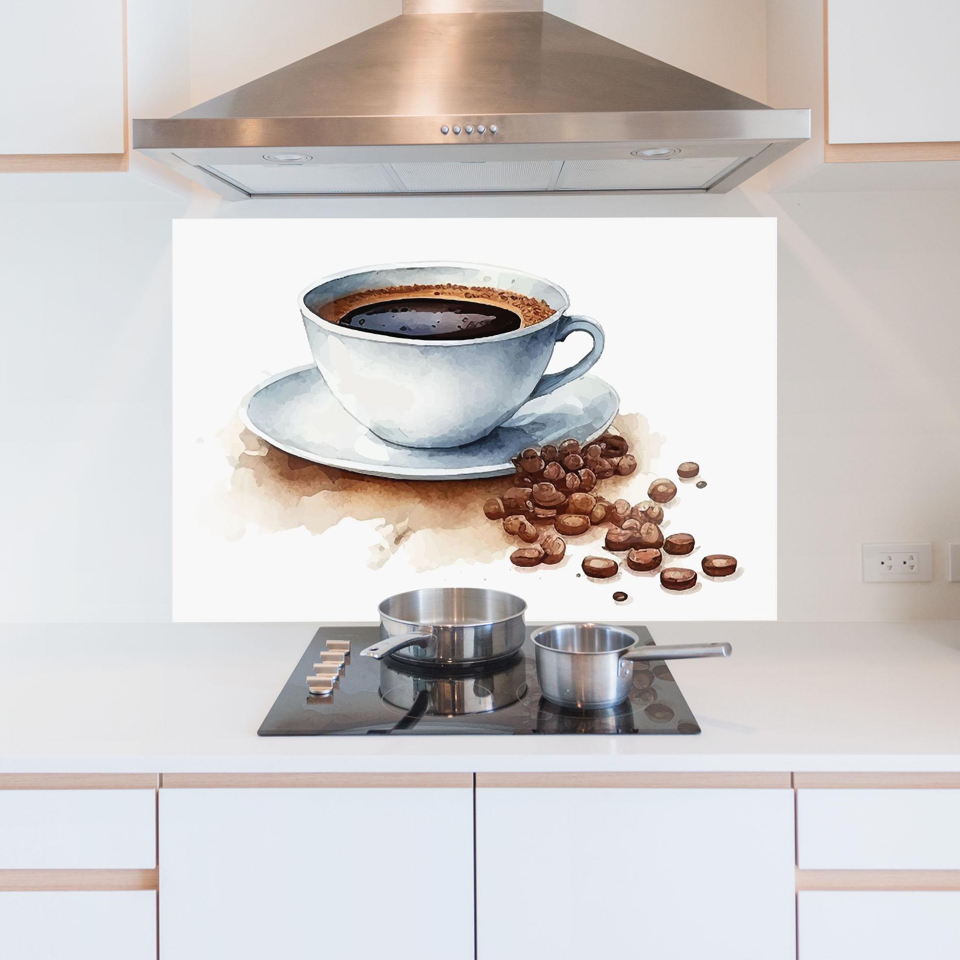 Panou Sticla Bucatarie Coffee Watercolor mockup 5