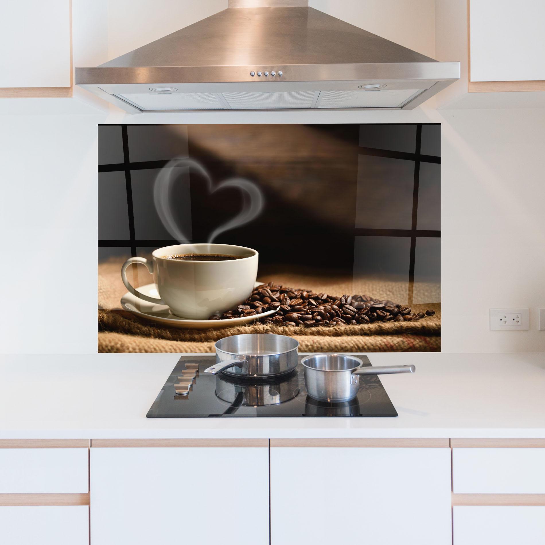Panou Sticla Bucatarie Heart Coffee Smoke mockup 5