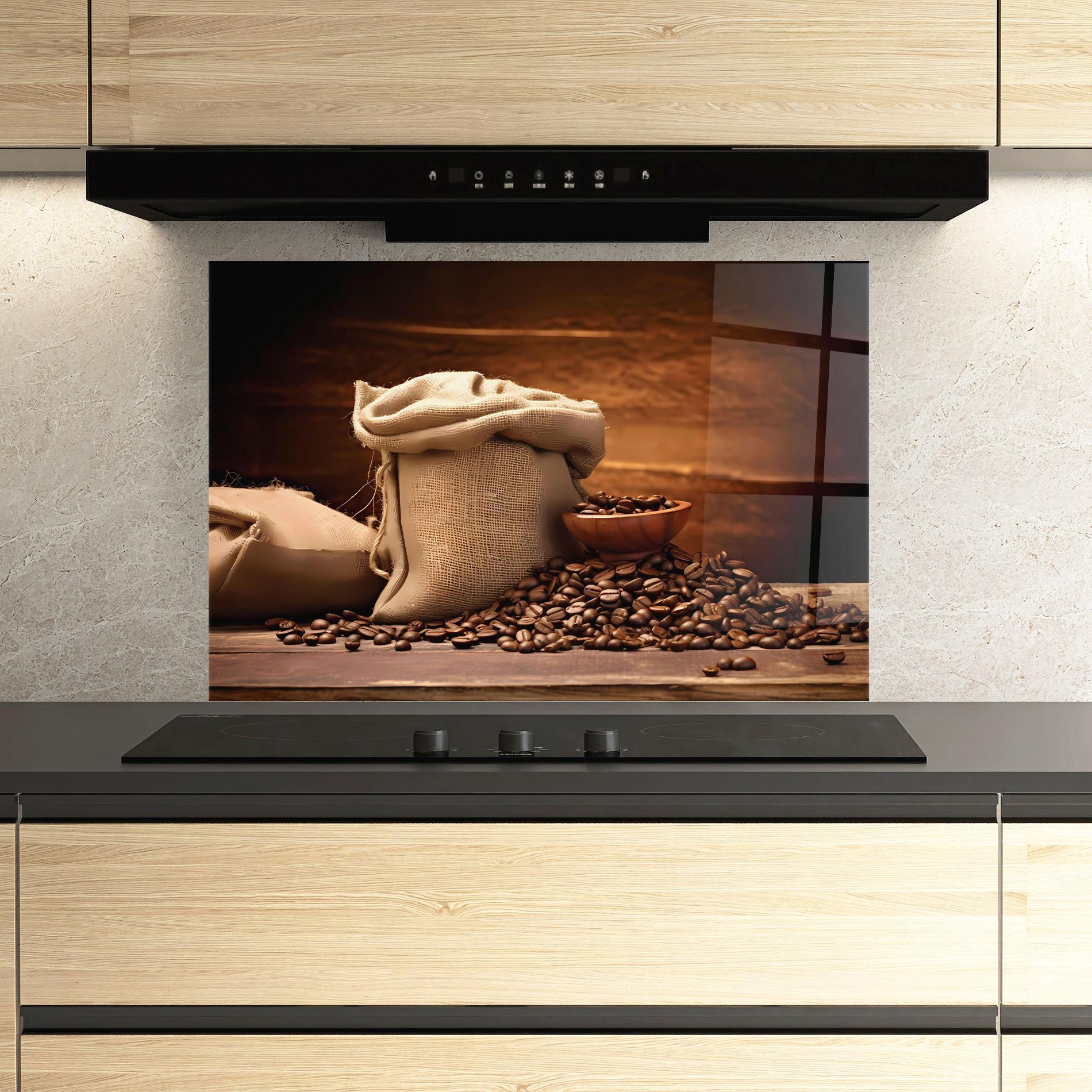 Panou Sticla Bucatarie Big Bag Of Coffee Beans mockup 3