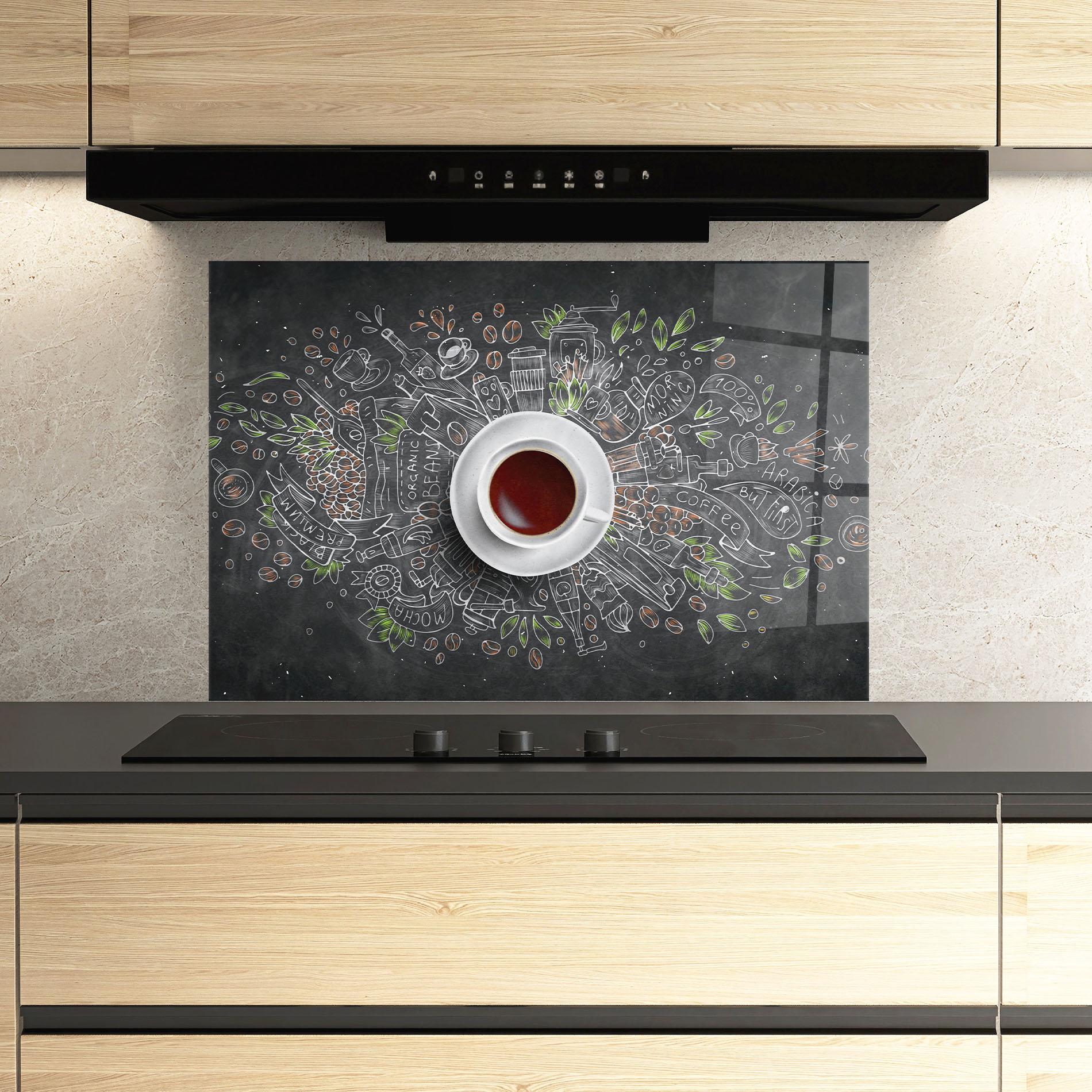 Panou Sticla Bucatarie Black Board Coffee mockup 3