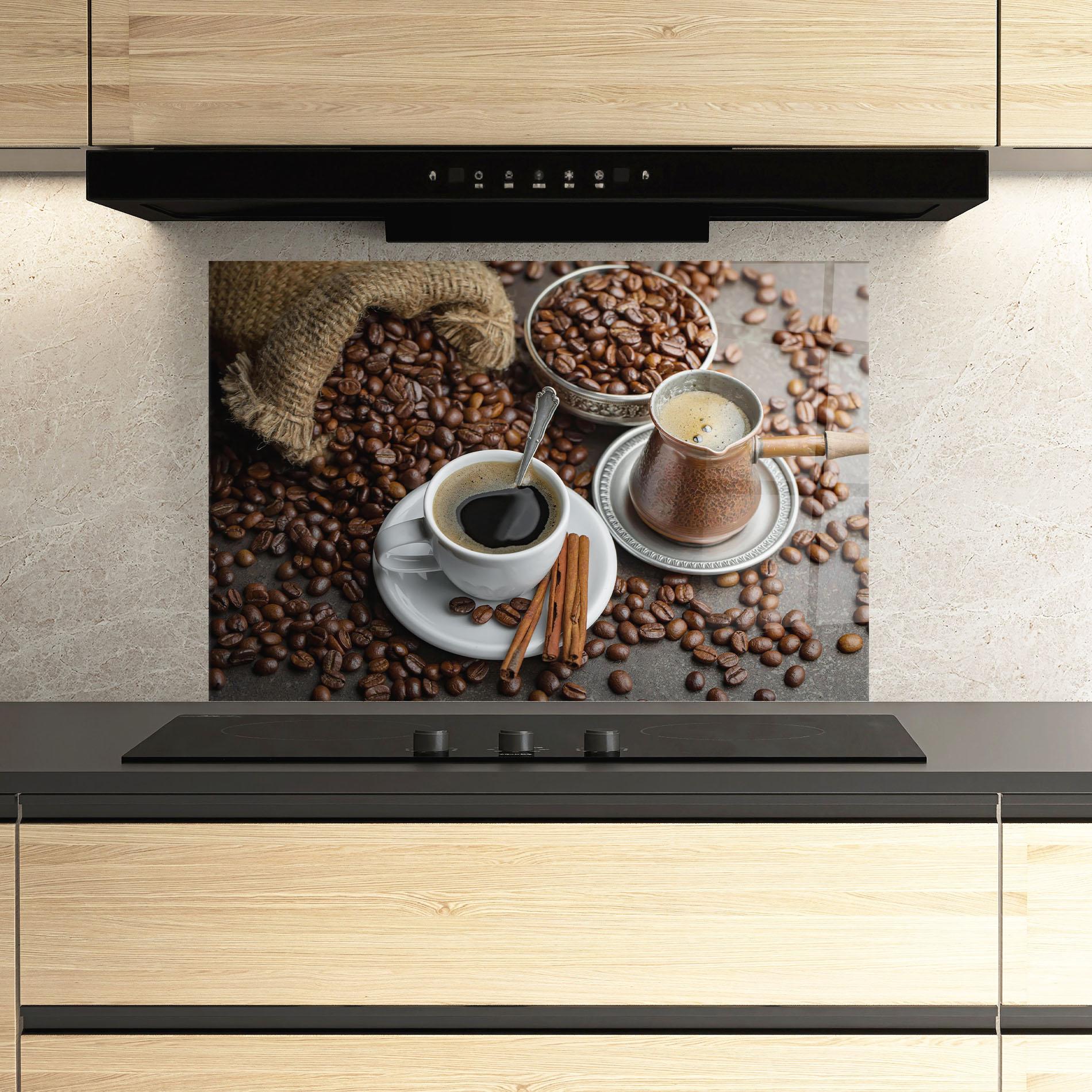Panou Sticla Bucatarie Black Coffee Bean mockup 3