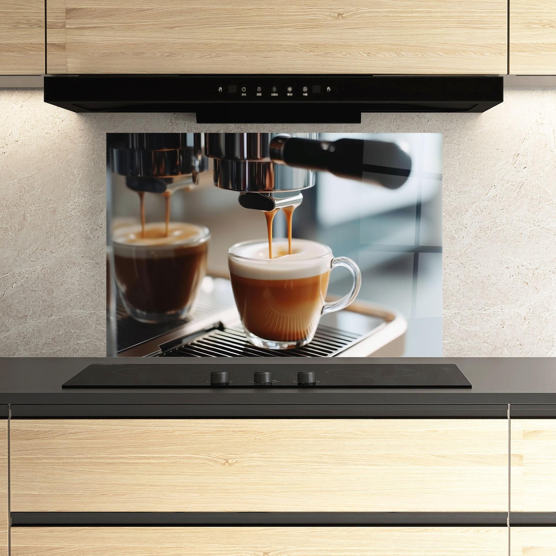 Panou Sticla Bucatarie Close Up Coffee Machine mockup 3