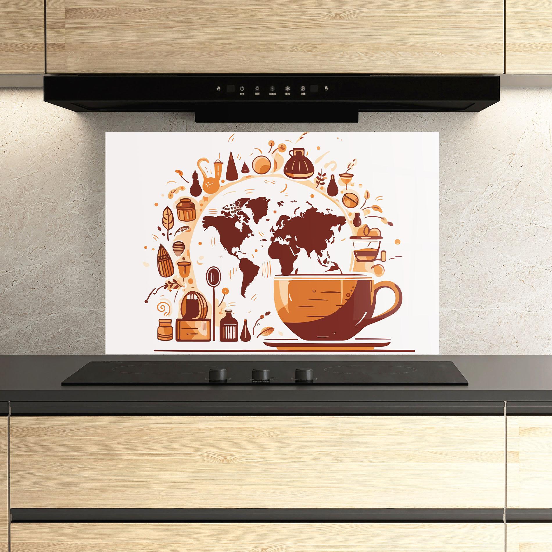Panou Sticla Bucatarie Coffee Map mockup 3