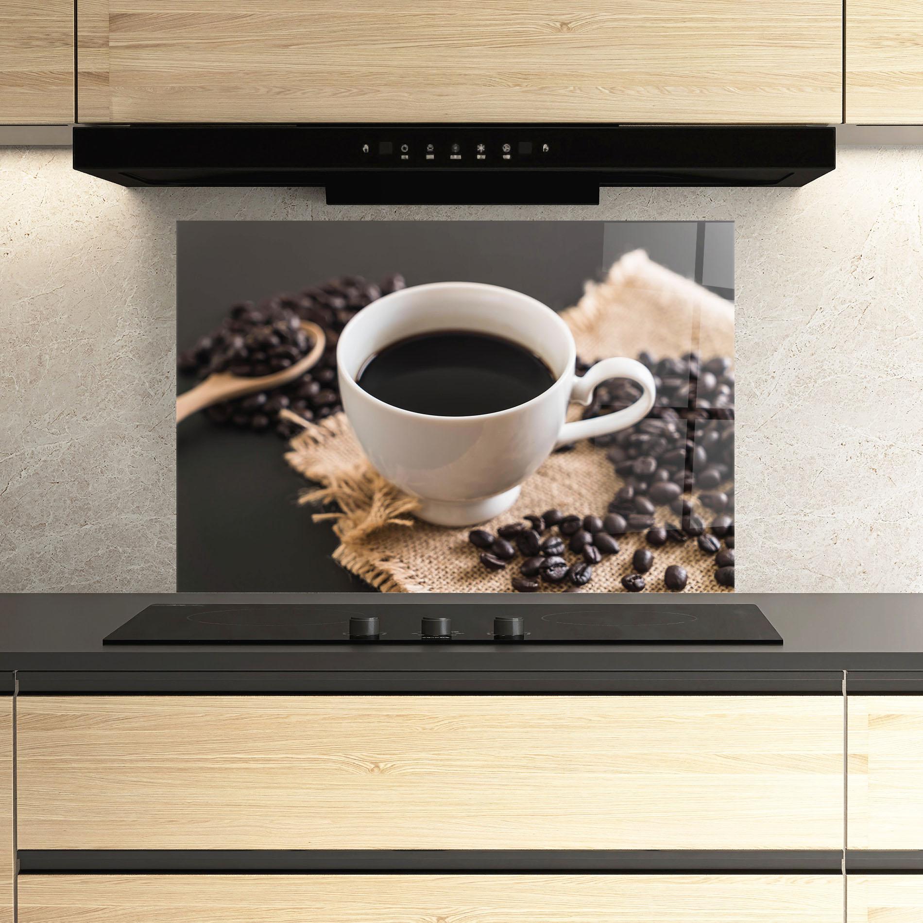 Panou Sticla Bucatarie Dark Beans Coffee mockup 3