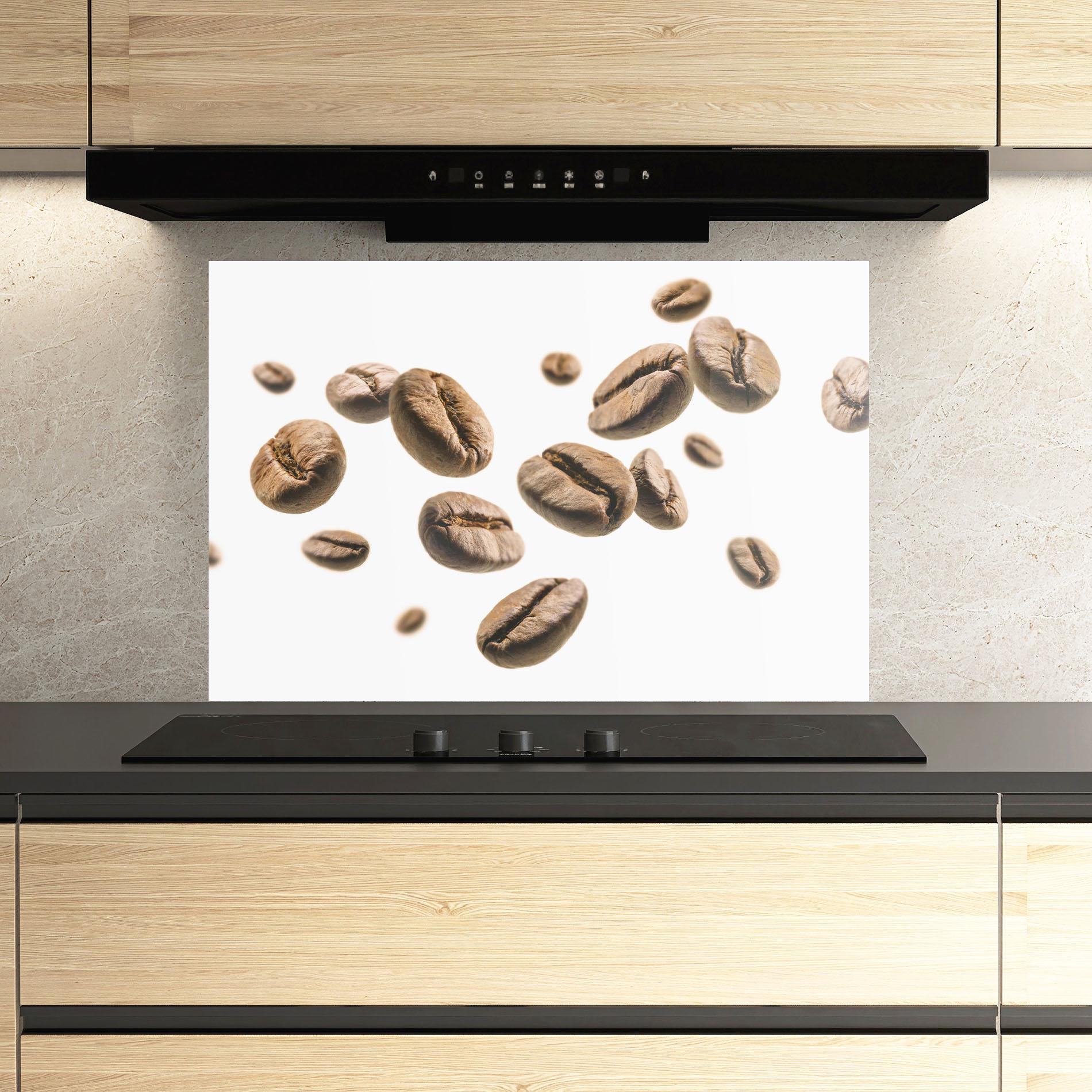 Panou Sticla Bucatarie Floating Coffee Beans mockup 3