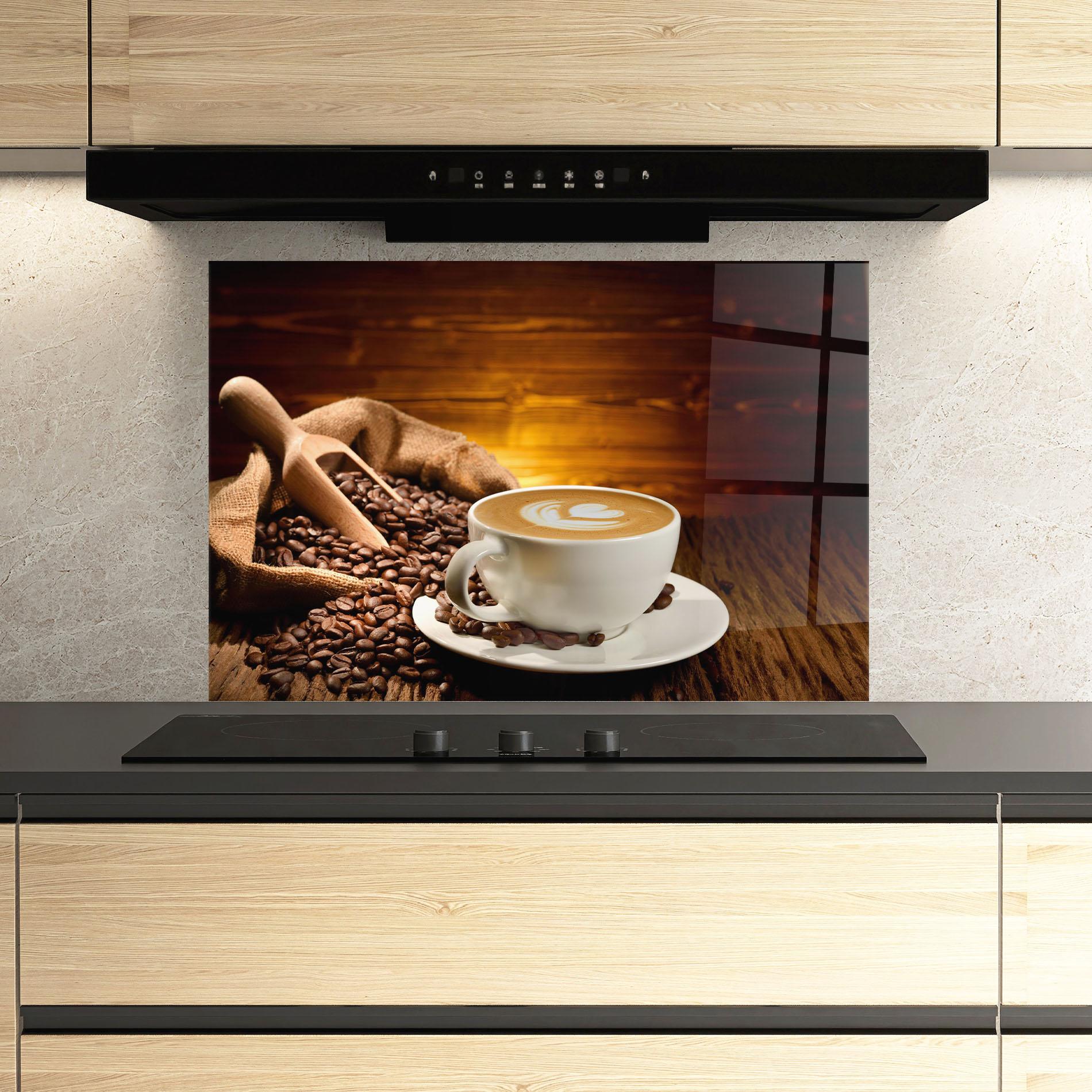 Panou Sticla Bucatarie Latte Coffee mockup 3