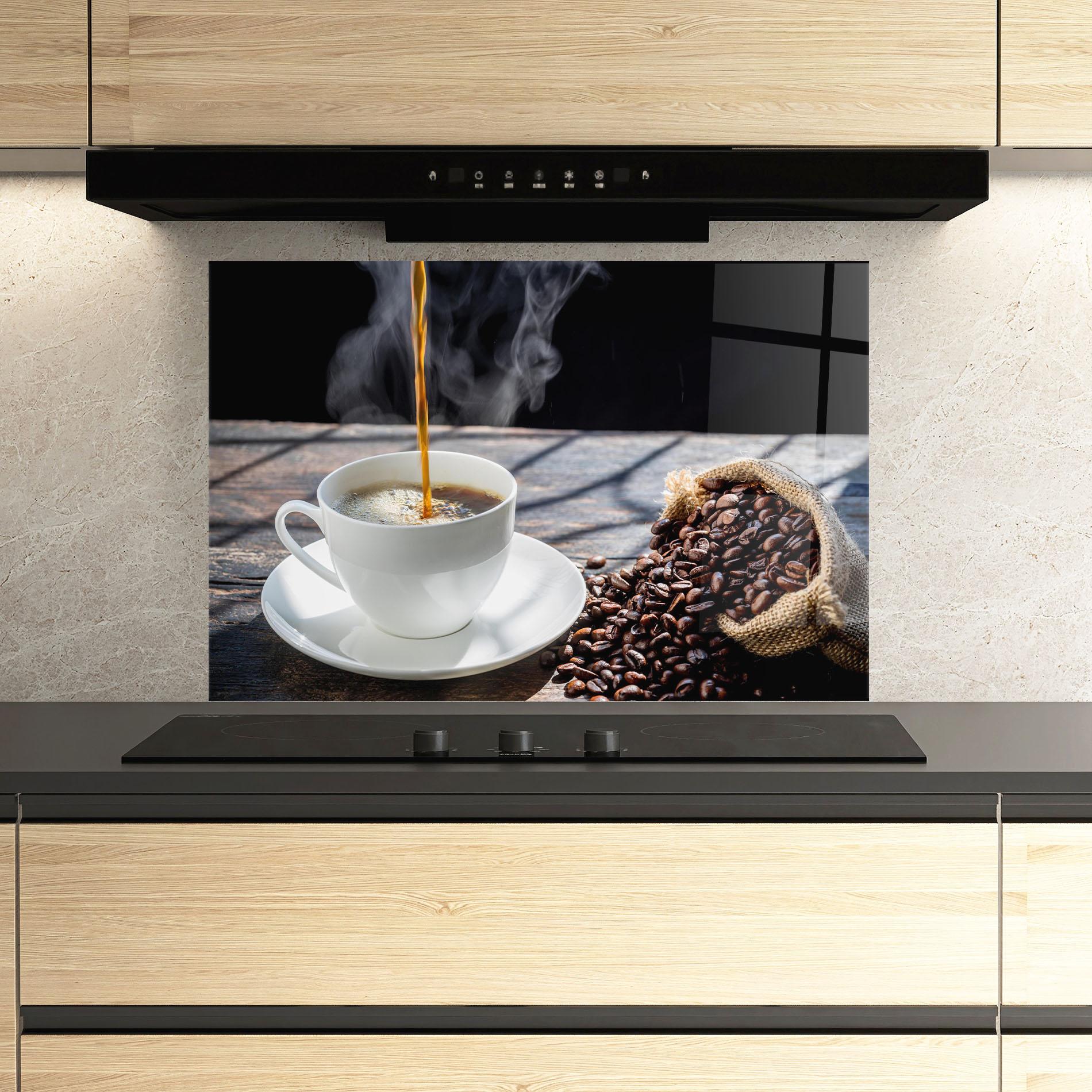 Panou Sticla Bucatarie Pouring Coffee mockup 3