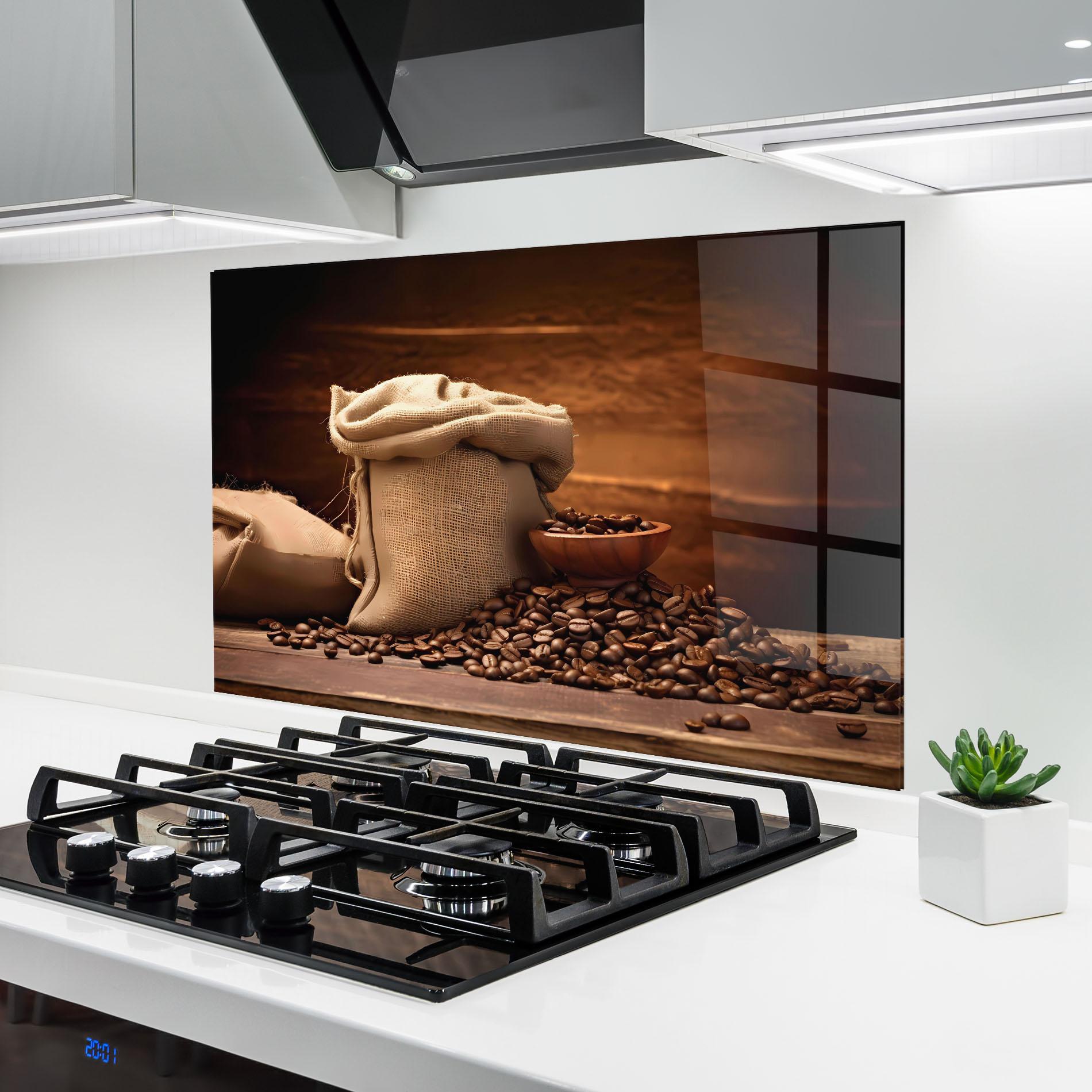 Panou Sticla Bucatarie Big Bag Of Coffee Beans mockup 6