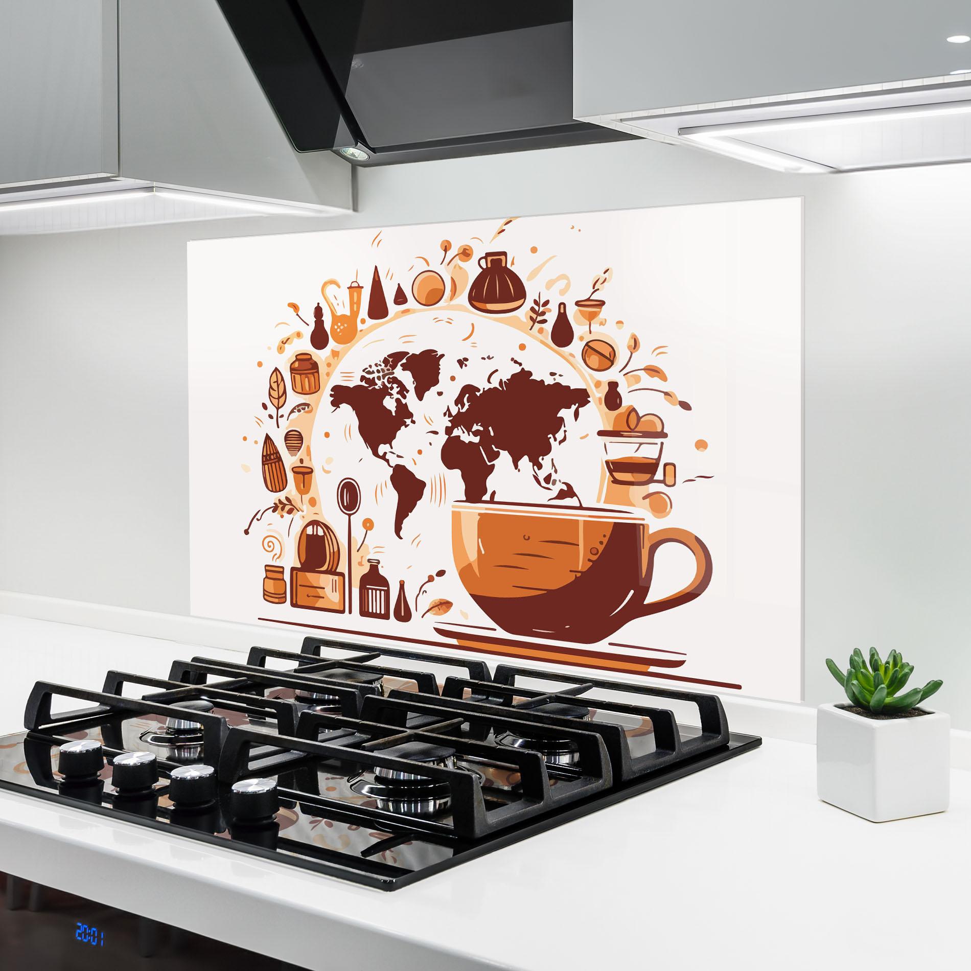 Panou Sticla Bucatarie Coffee Map mockup 6