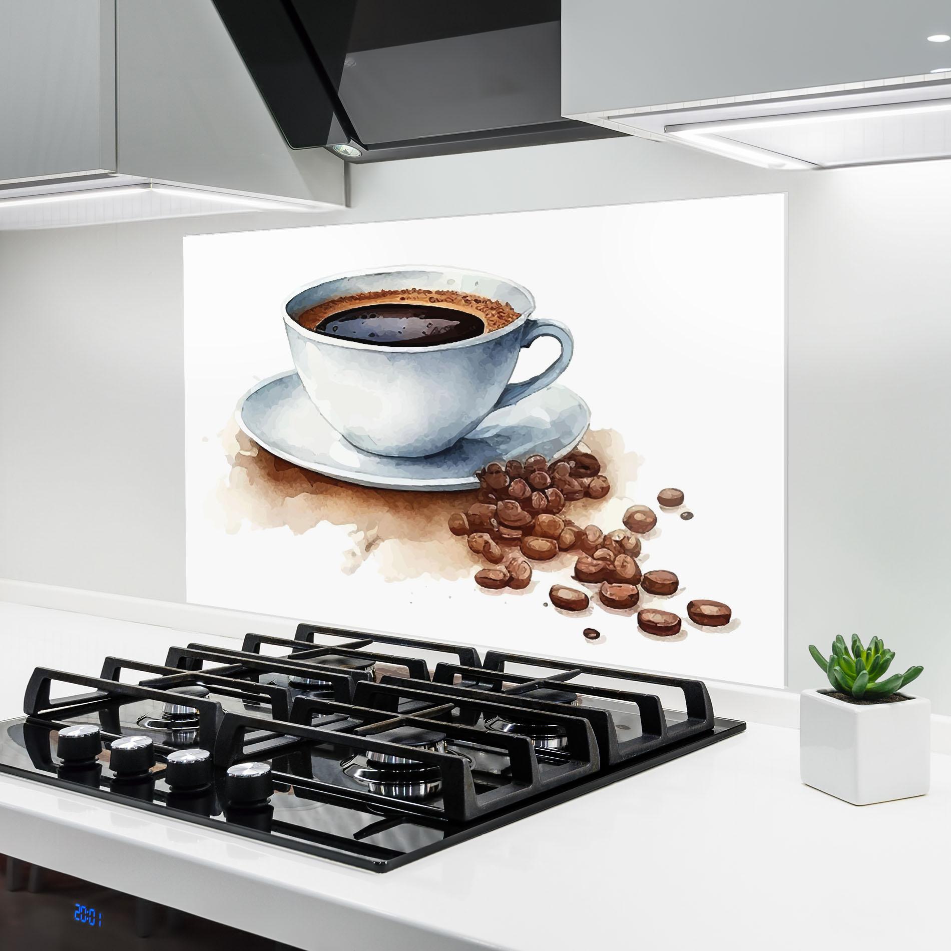 Panou Sticla Bucatarie Coffee Watercolor mockup 6