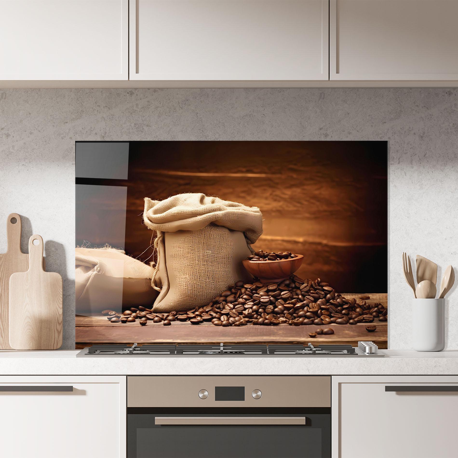 Panou Sticla Bucatarie Big Bag Of Coffee Beans mockup 7