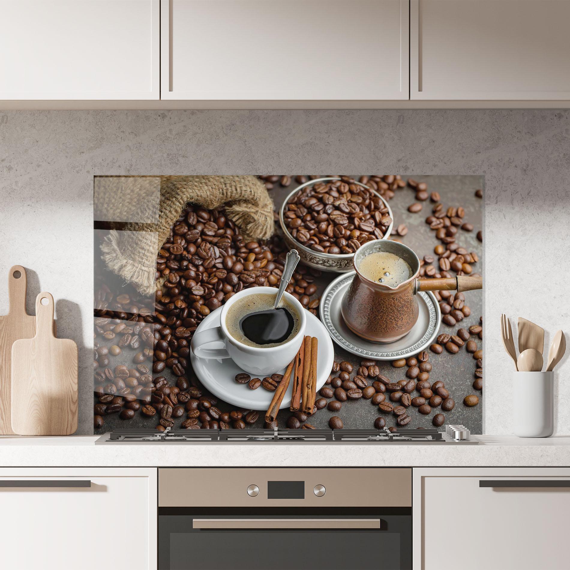 Panou Sticla Bucatarie Black Coffee Bean mockup 7