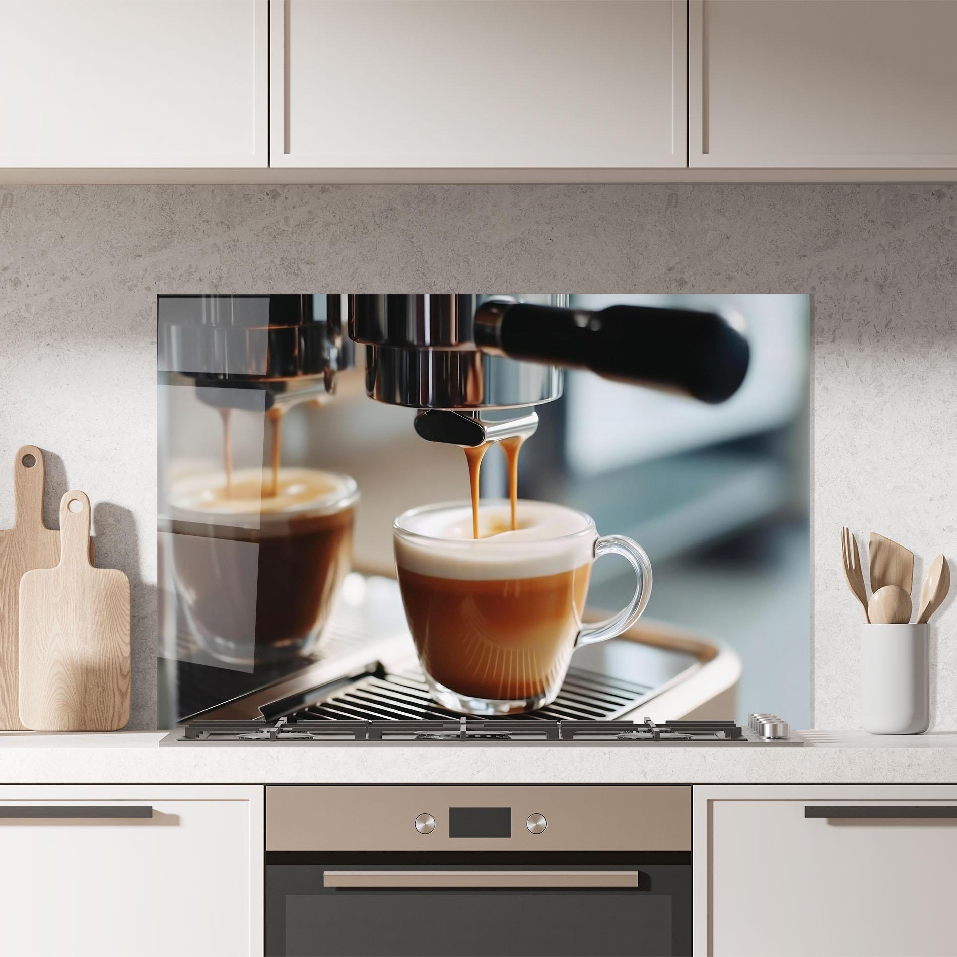 Panou Sticla Bucatarie Close Up Coffee Machine mockup 7