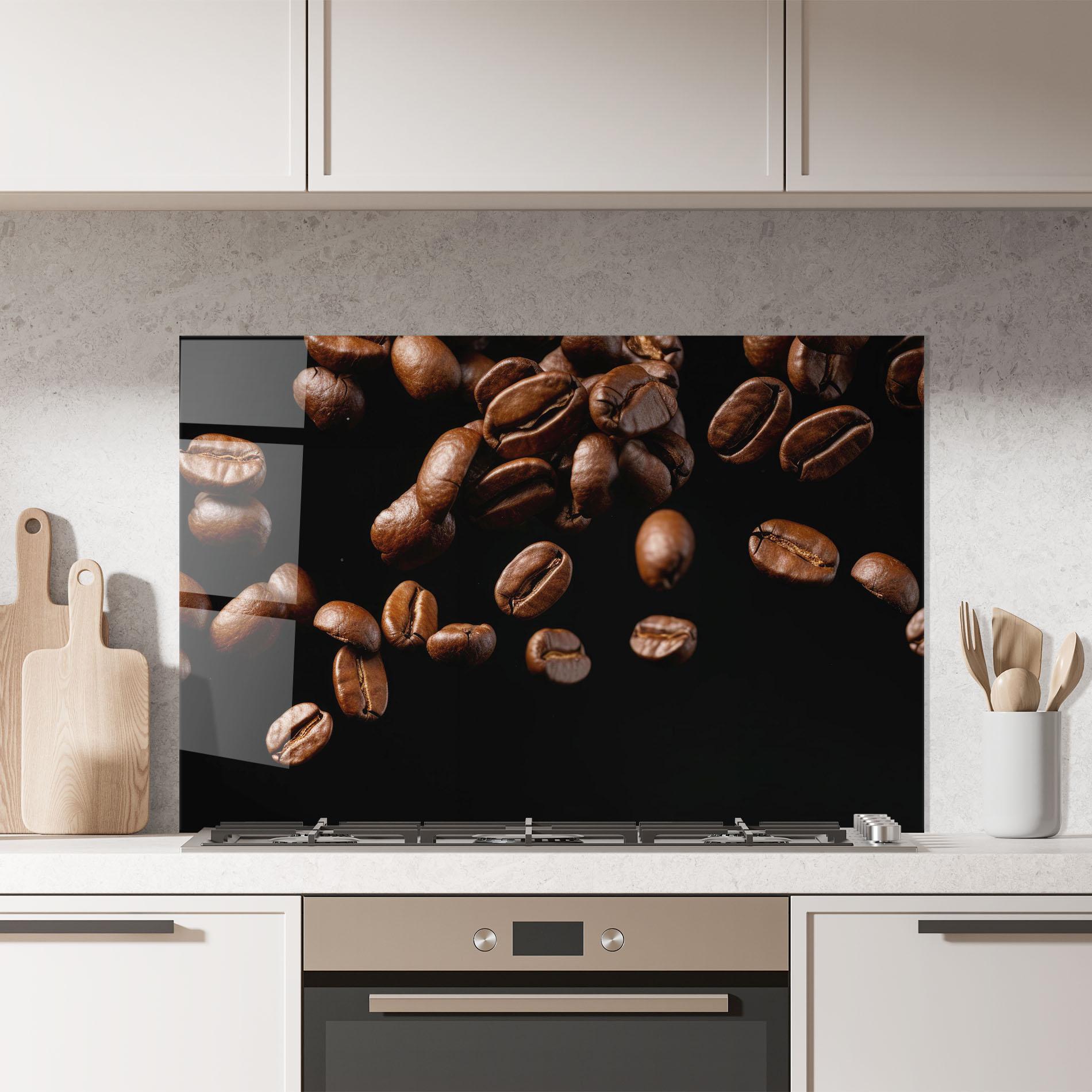 Panou Sticla Bucatarie Coffee Beans Floating mockup 7