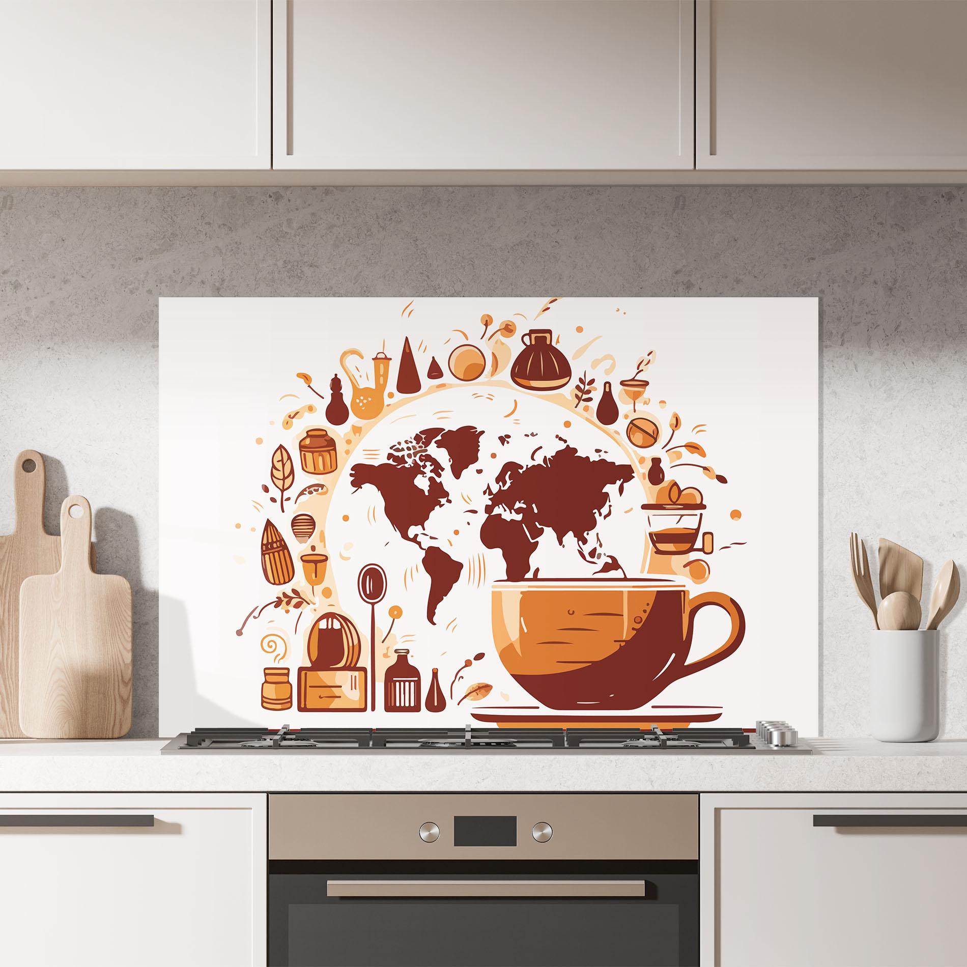 Panou Sticla Bucatarie Coffee Map mockup 7