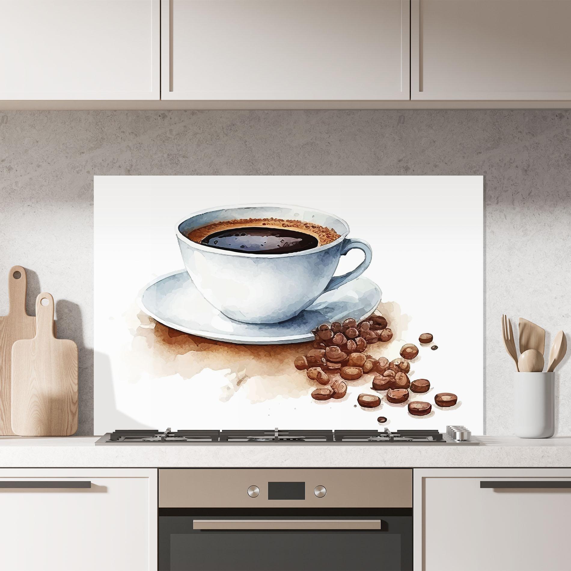 Panou Sticla Bucatarie Coffee Watercolor mockup 7