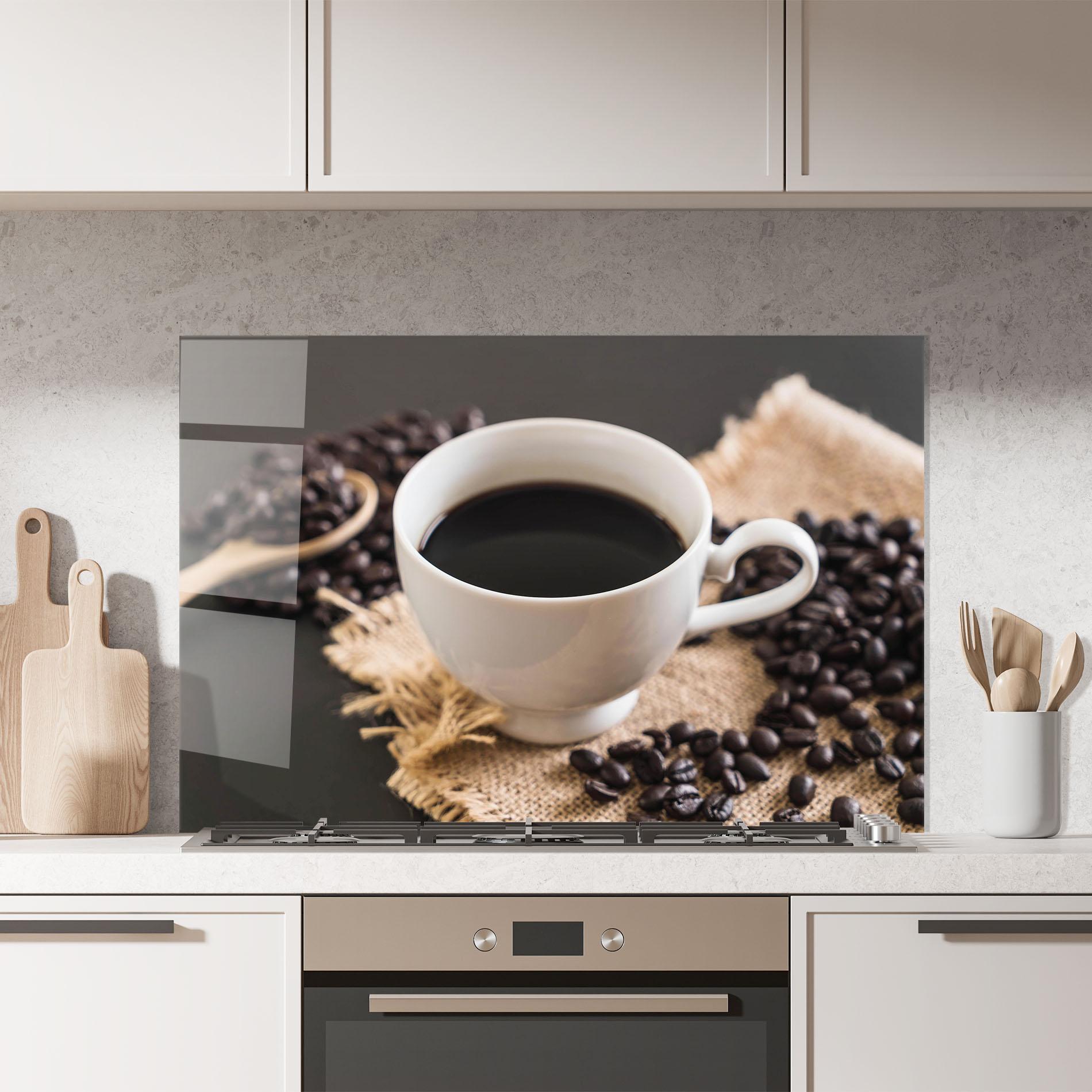 Panou Sticla Bucatarie Dark Beans Coffee mockup 7