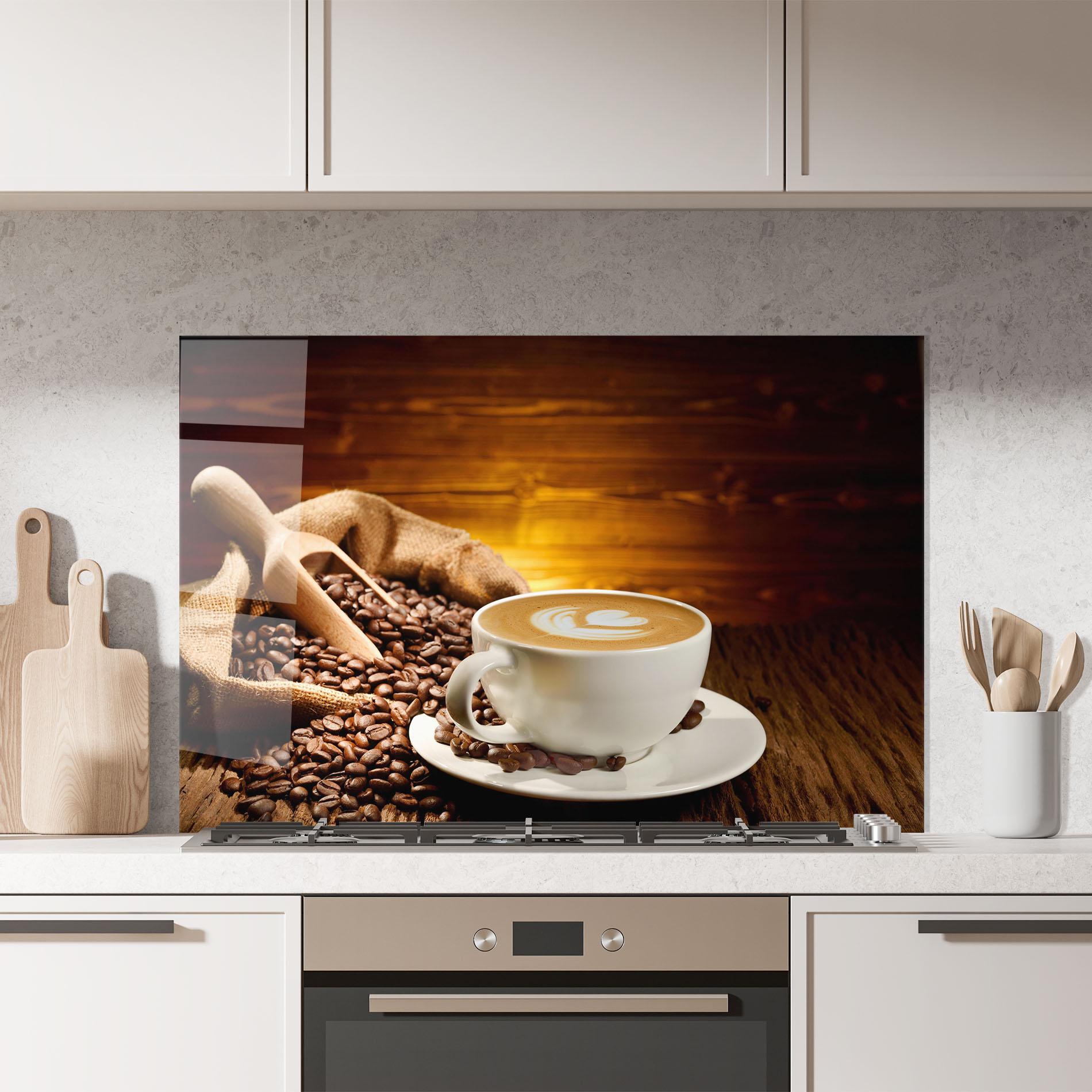 Panou Sticla Bucatarie Latte Coffee mockup 7