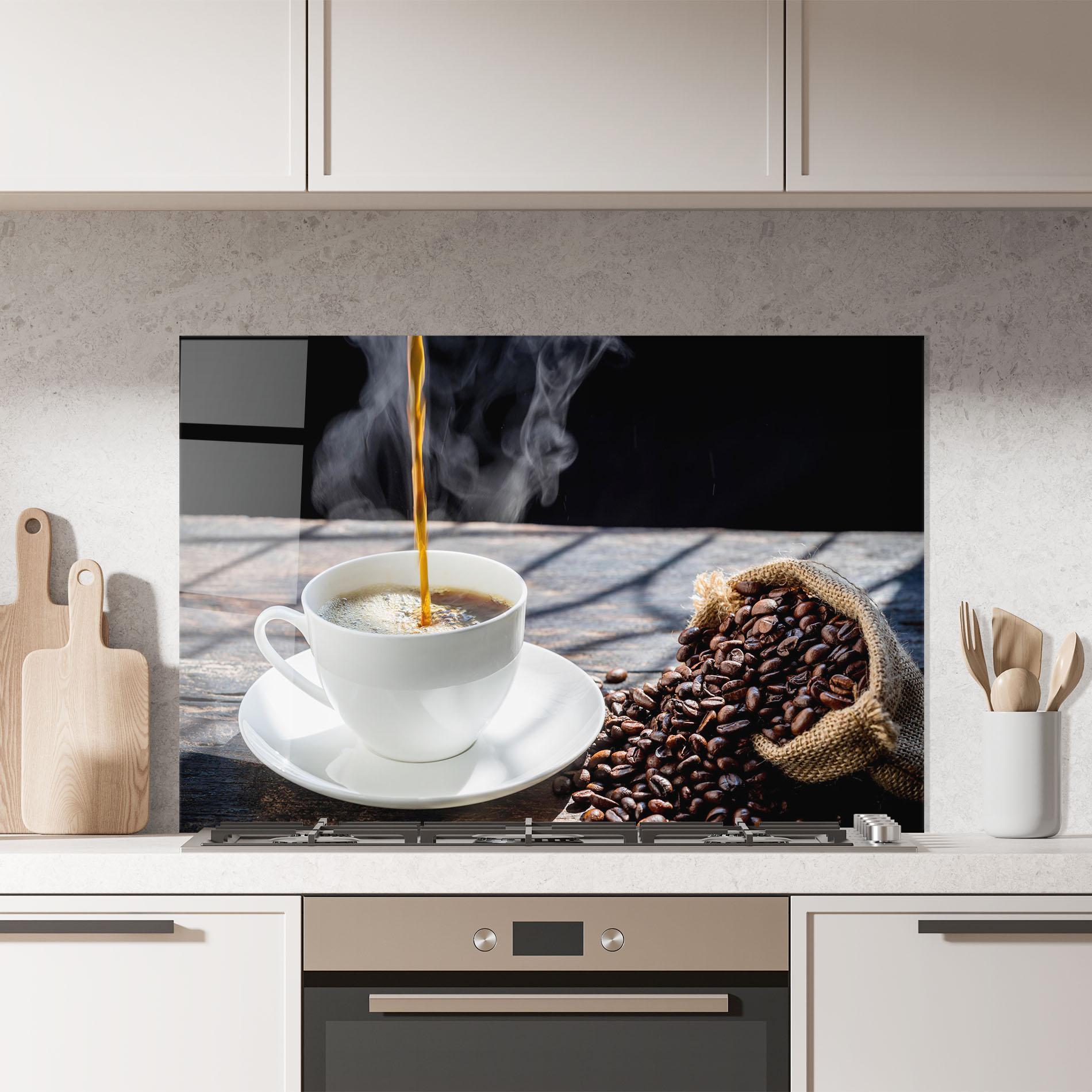 Panou Sticla Bucatarie Pouring Coffee mockup 7