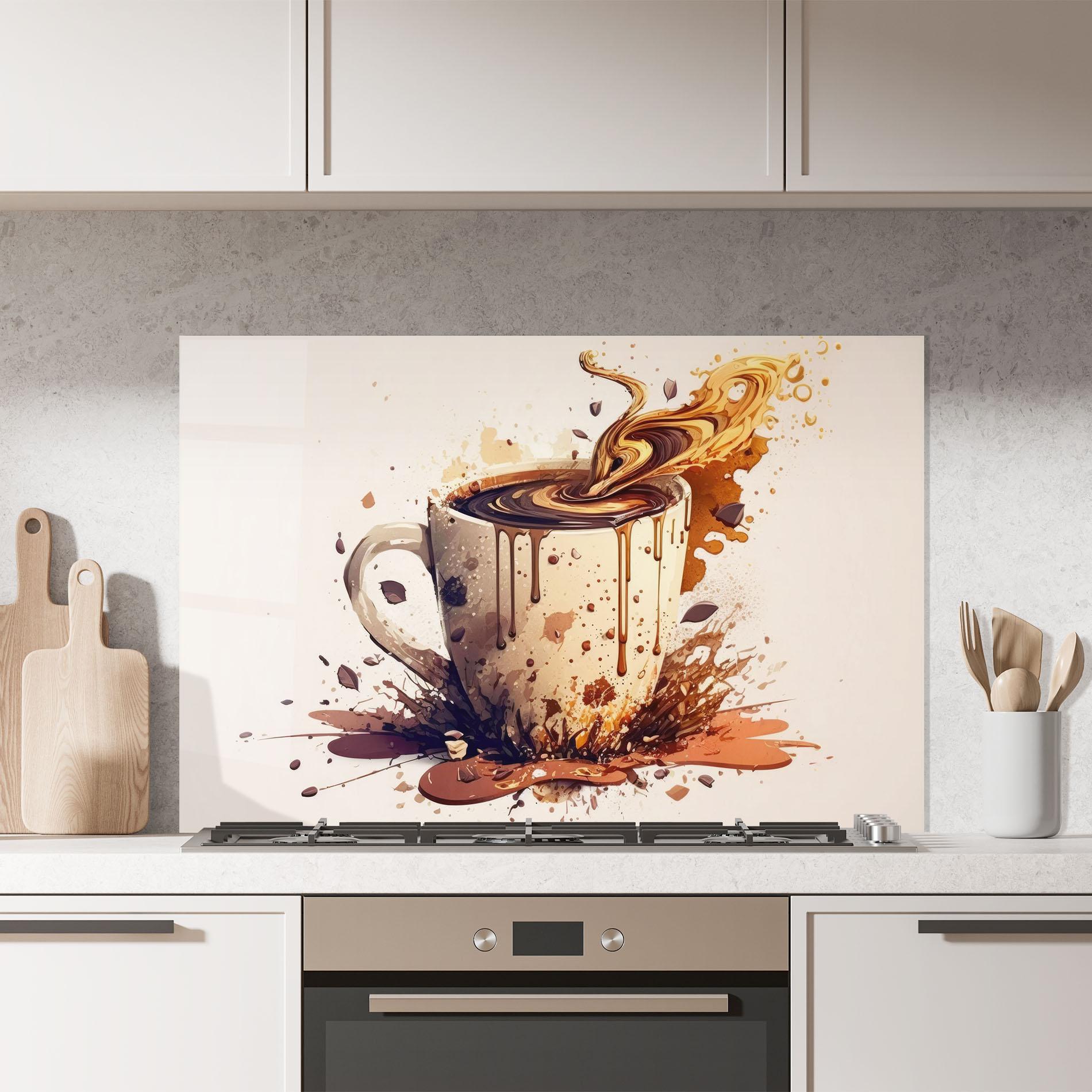 Panou Sticla Bucatarie Watercolor Cappuccino mockup 7