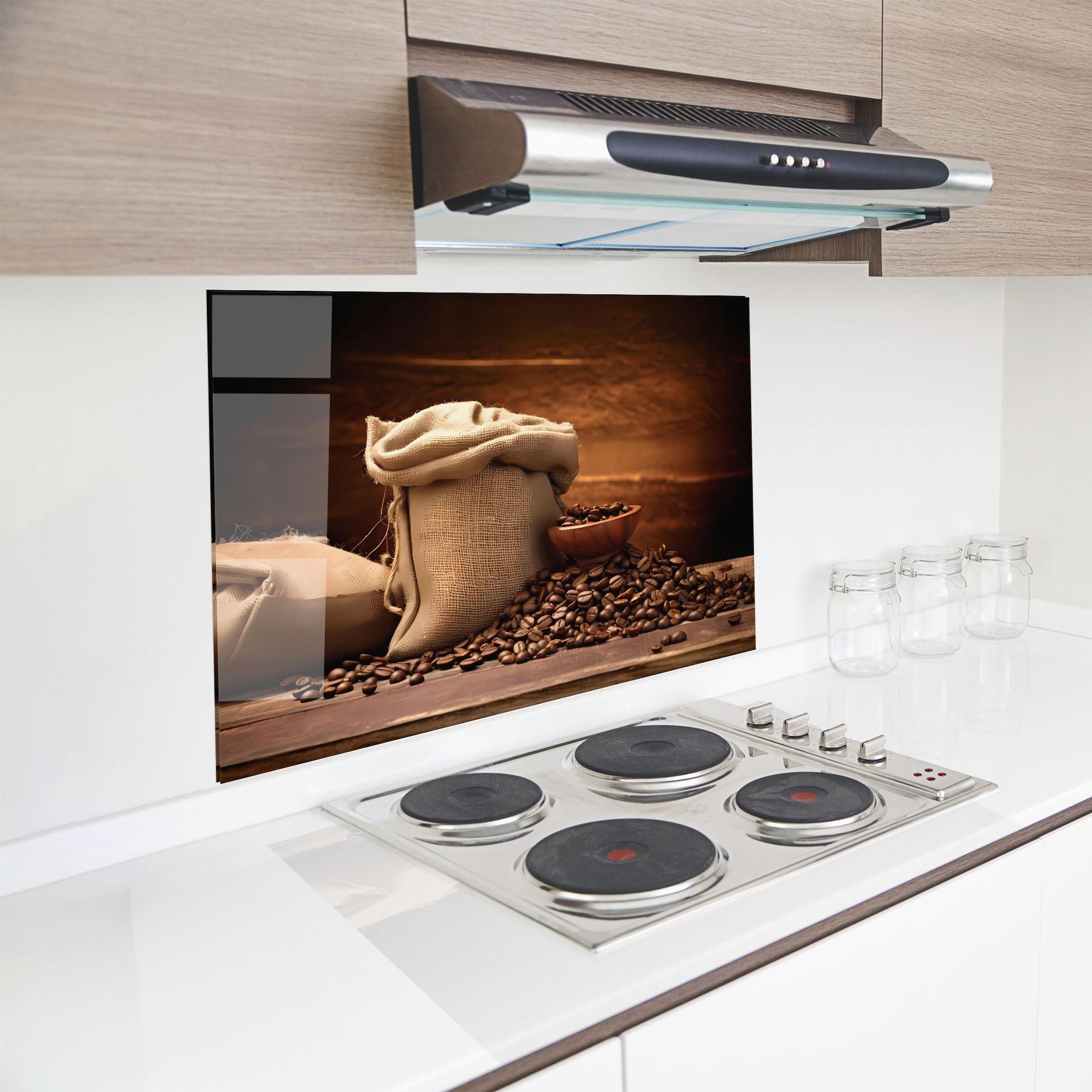 Panou Sticla Bucatarie Big Bag Of Coffee Beans mockup 8