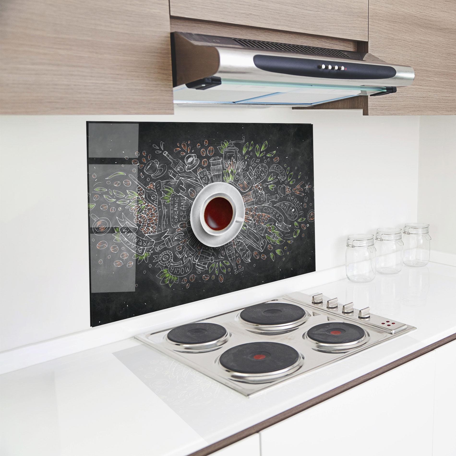 Panou Sticla Bucatarie Black Board Coffee mockup 8