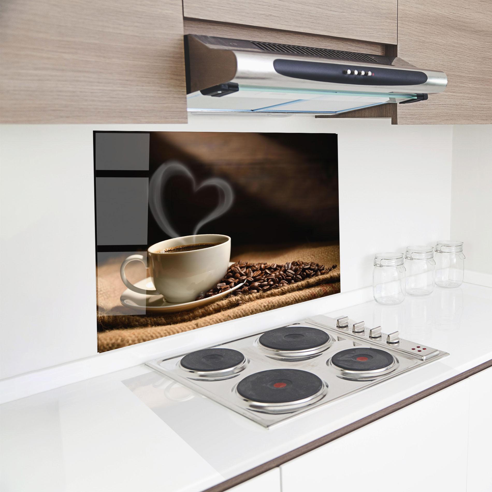 Panou Sticla Bucatarie Heart Coffee Smoke mockup 8