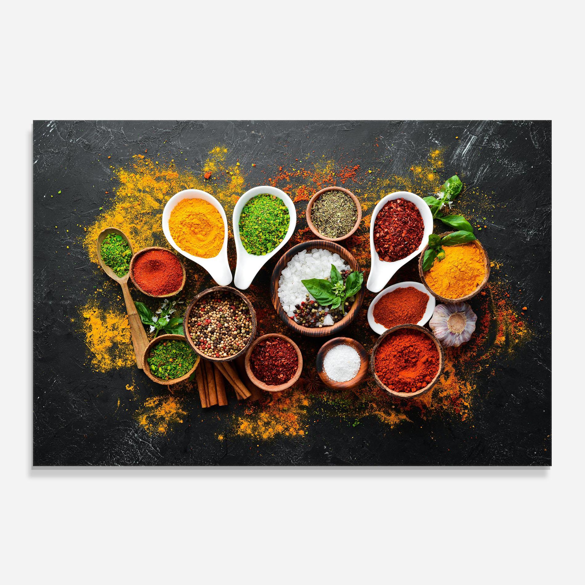Panou Sticla Bucatarie Colorful Herbs Spices mockup 0