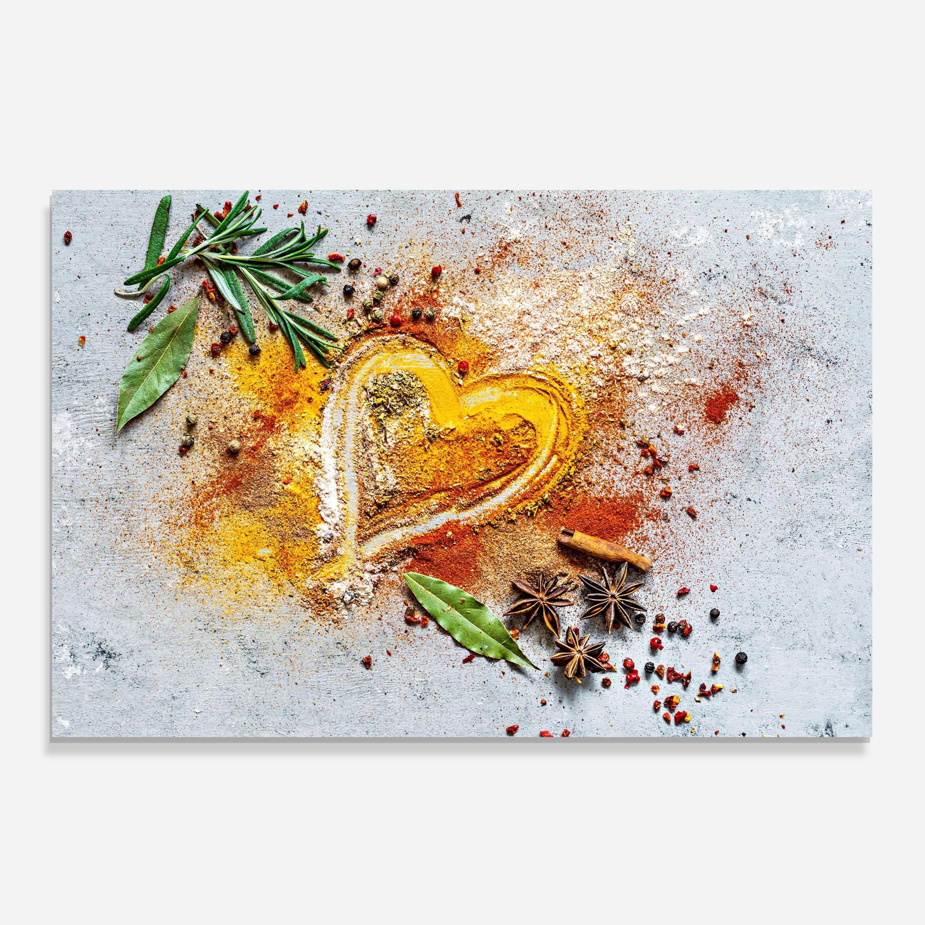 Panou Sticla Bucatarie Heart Spice Powders mockup 0