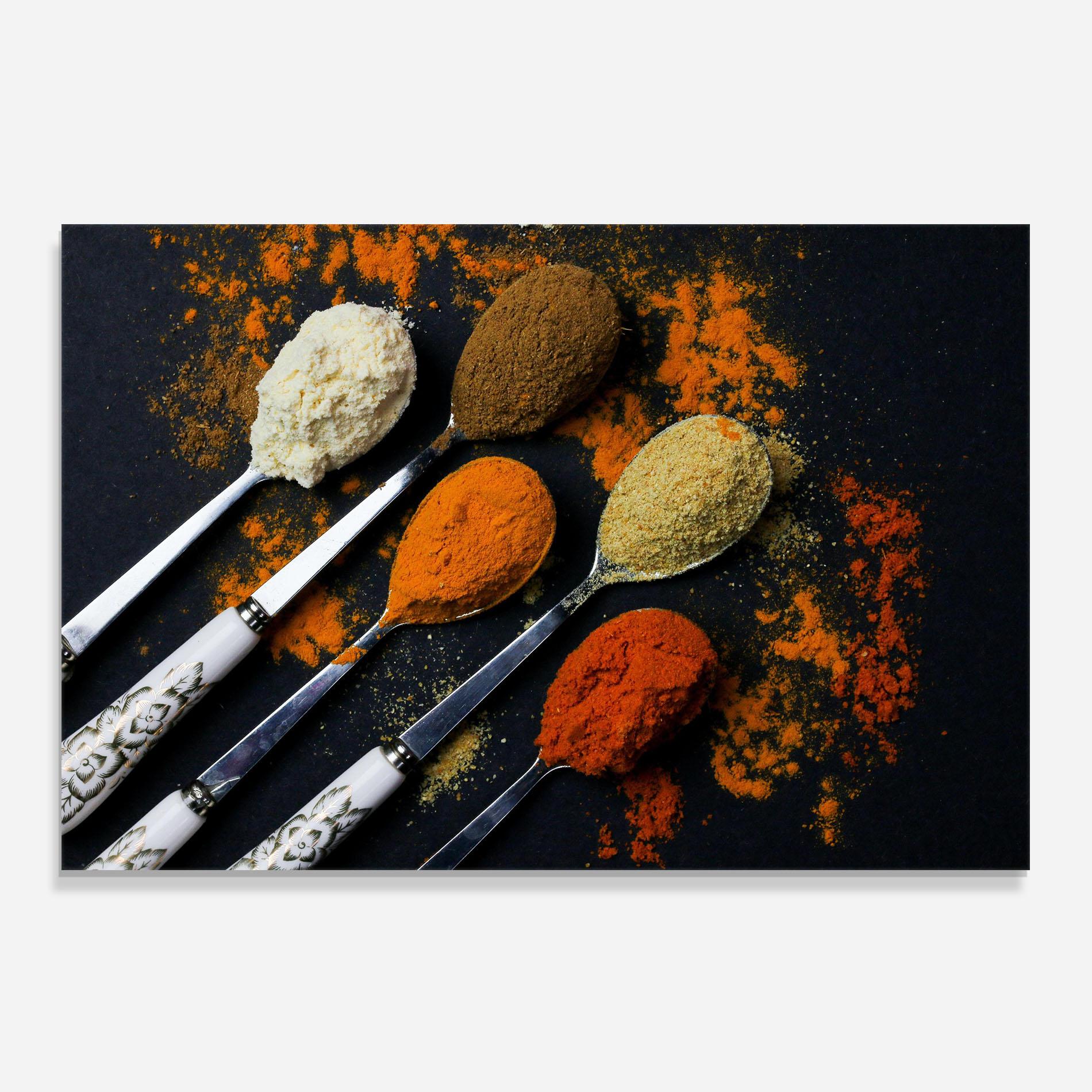 Panou Sticla Bucatarie Spoons With Spices mockup 0