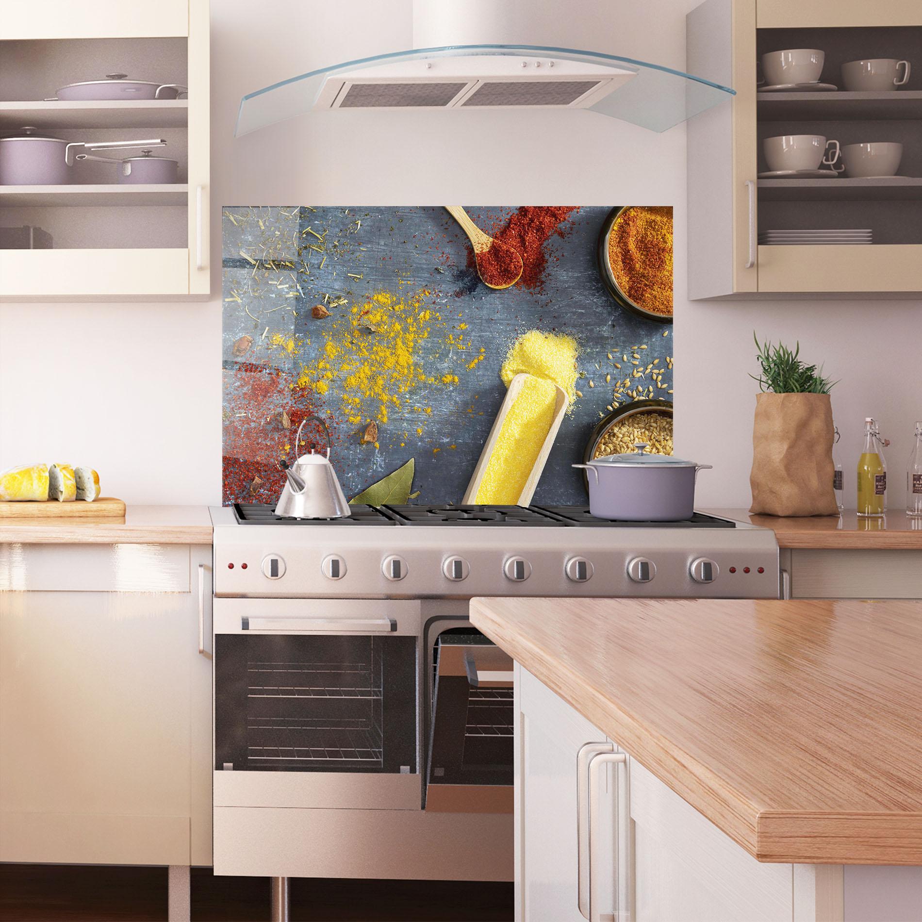 Panou Sticla Bucatarie Bowls With Spices mockup 1