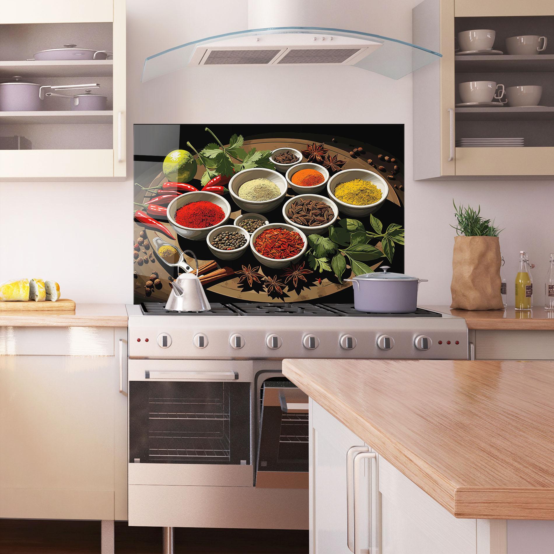 Panou Sticla Bucatarie Colorful Seasonings mockup 1