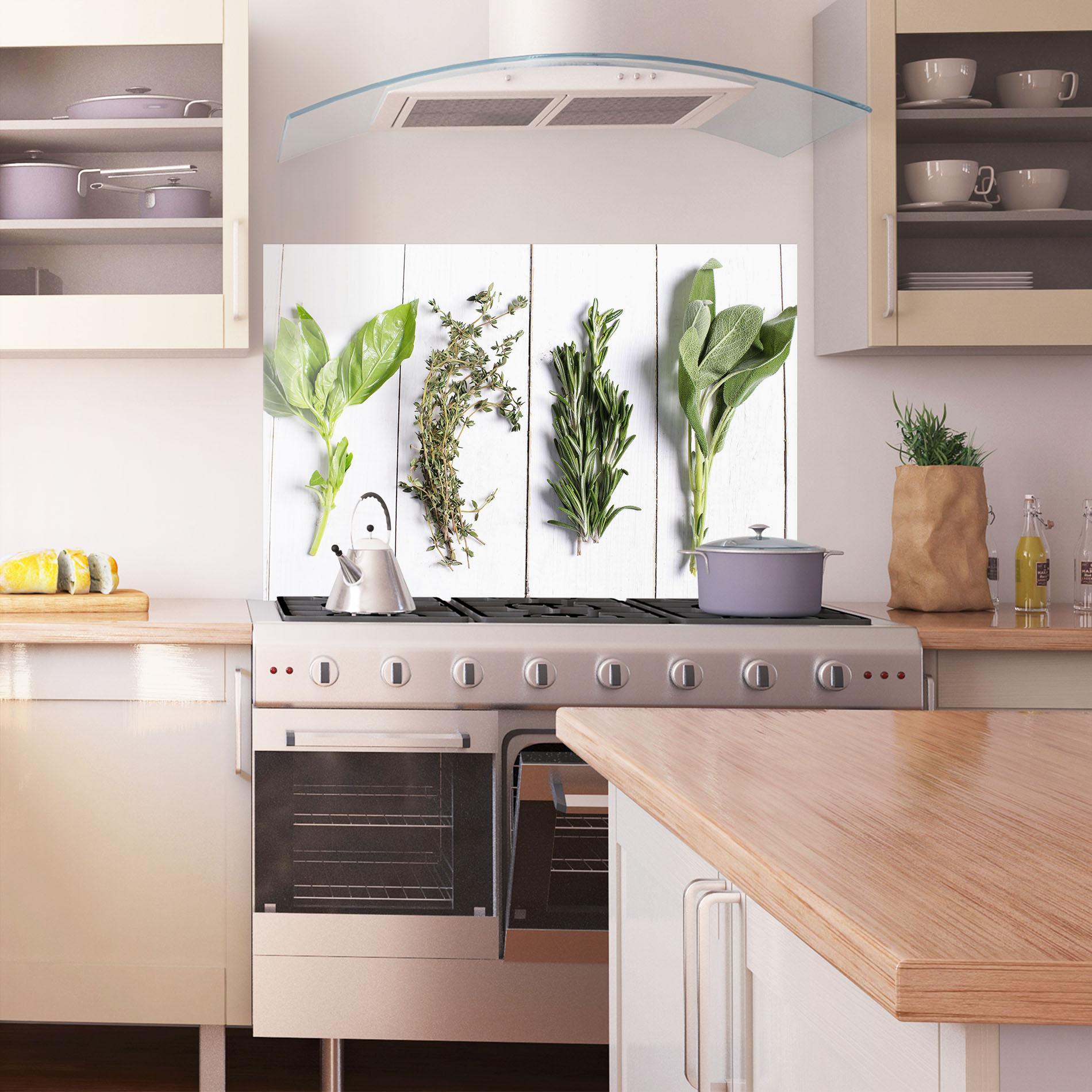 Panou Sticla Bucatarie Different Herbs mockup 1