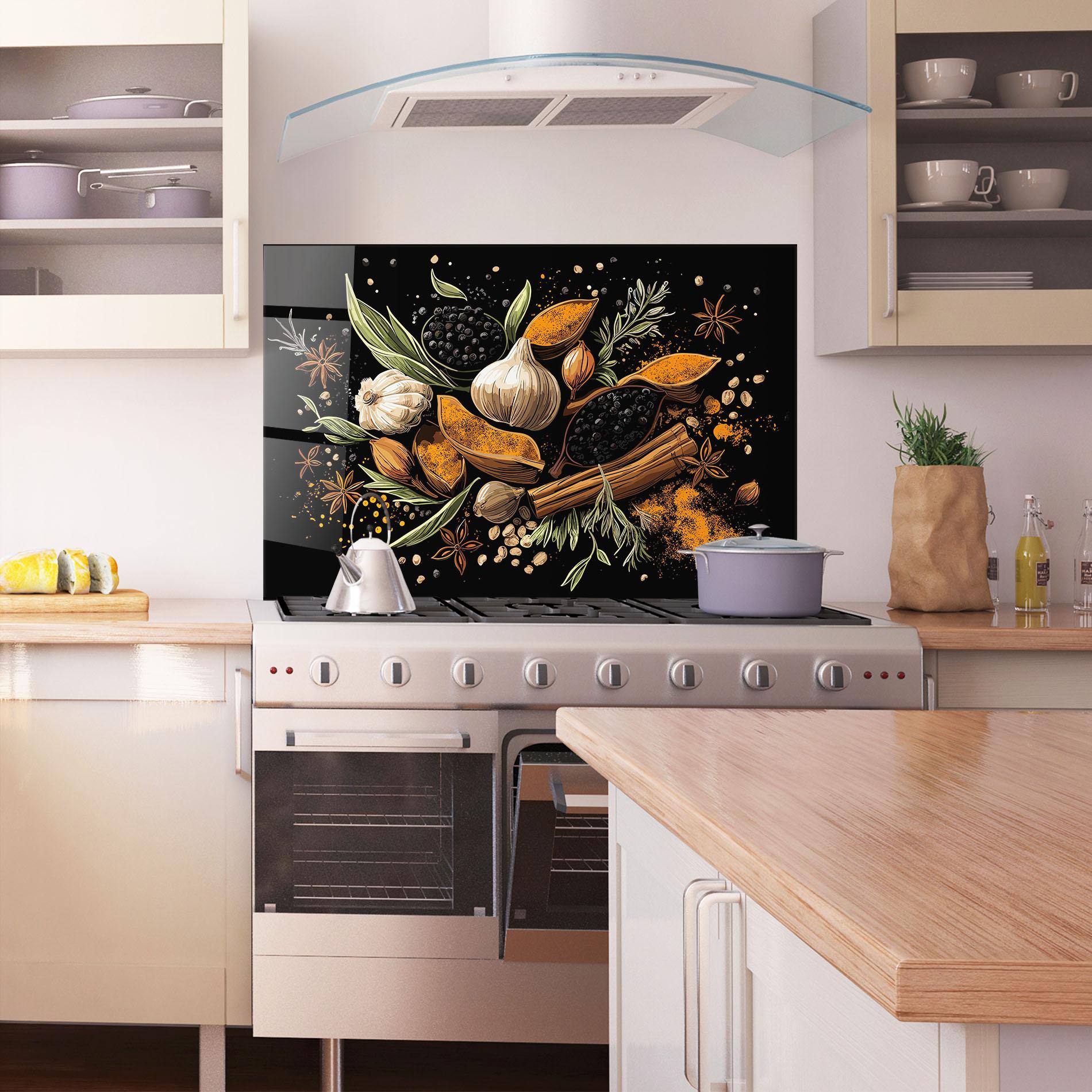 Panou Sticla Bucatarie Garlic And Spices mockup 1