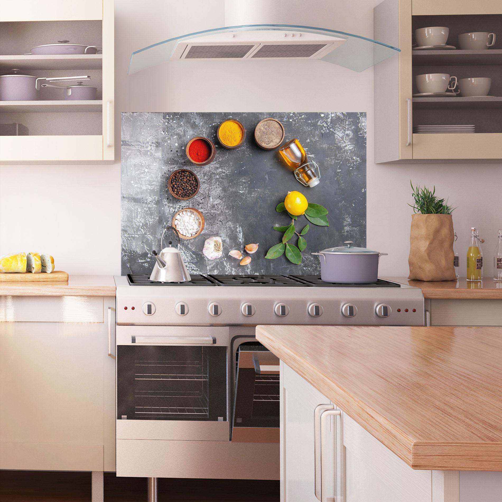 Panou Sticla Bucatarie Seasonings With Oil mockup 1