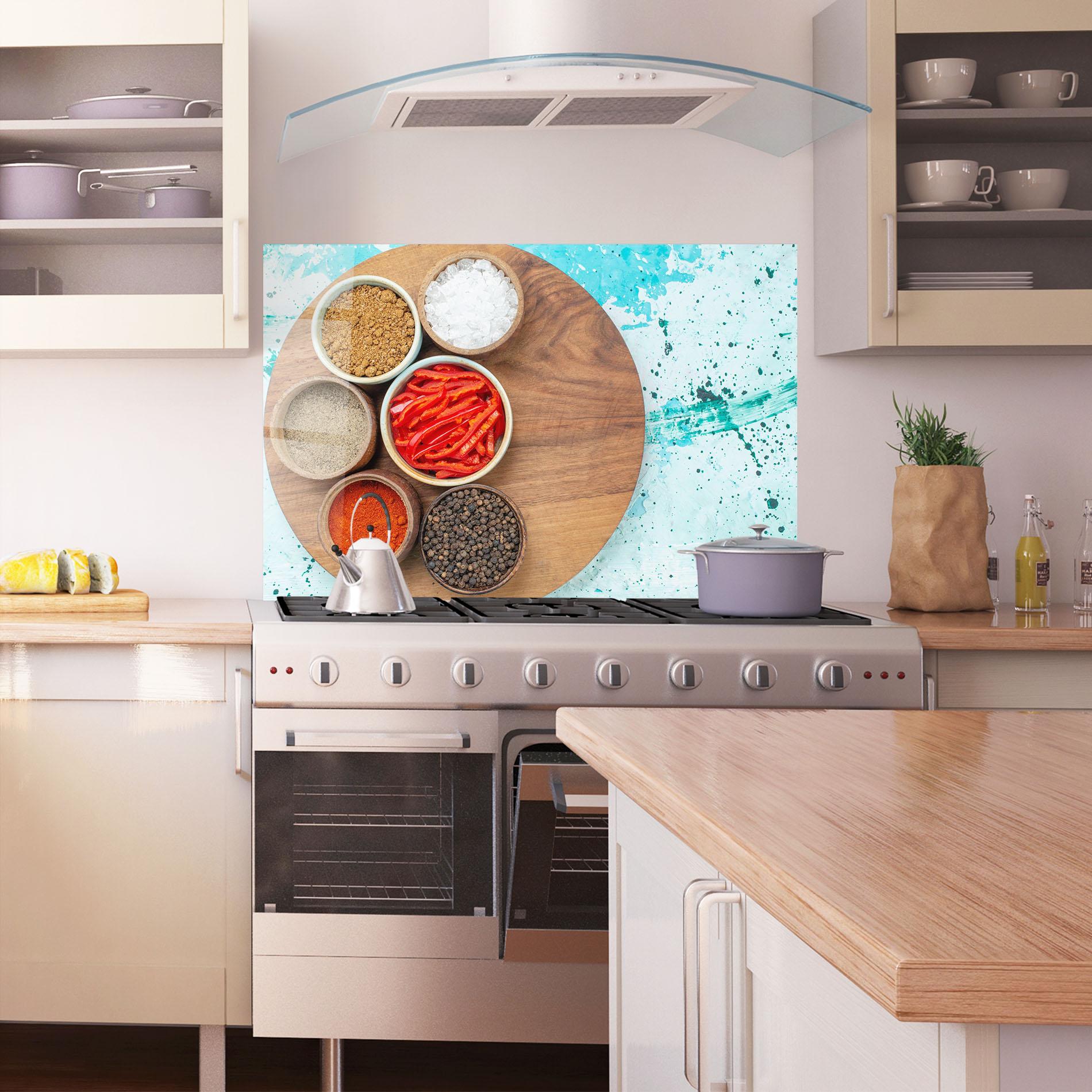 Panou Sticla Bucatarie Spices On Blue mockup 1