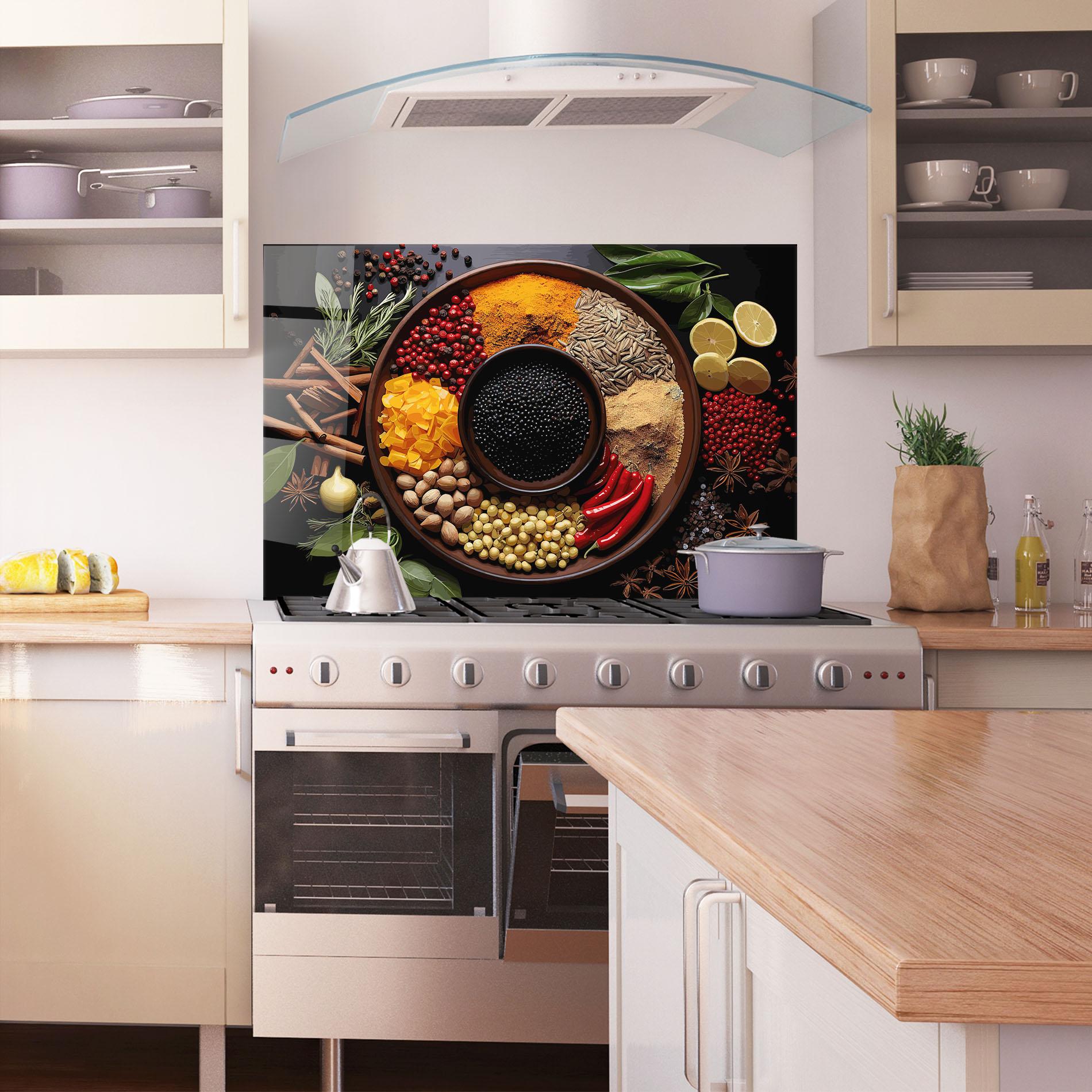 Panou Sticla Bucatarie Spices Plate mockup 1