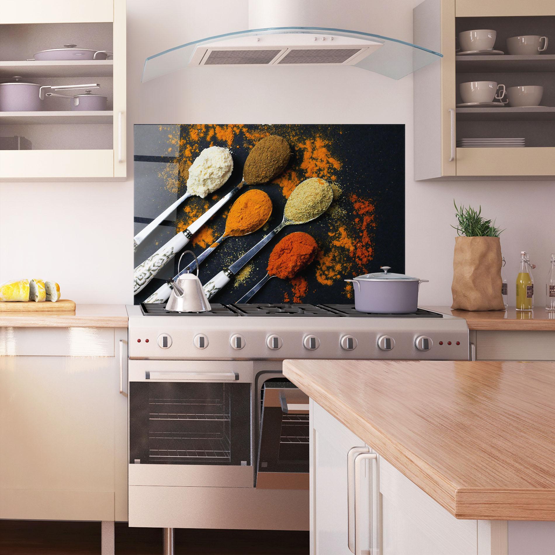 Panou Sticla Bucatarie Spoons With Spices mockup 1
