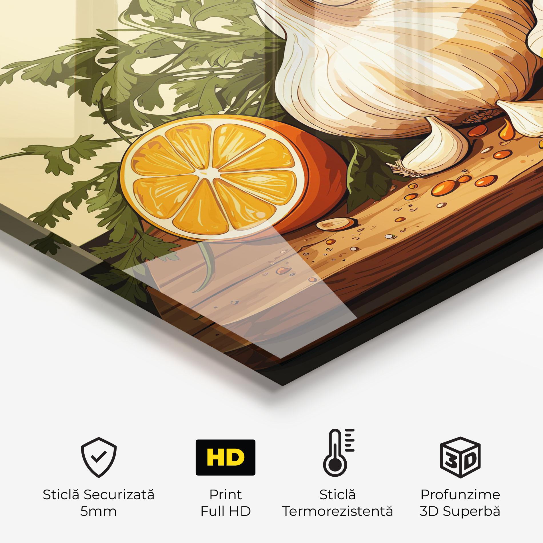 Panou Sticla Bucatarie Garlic Lemon mockup 2